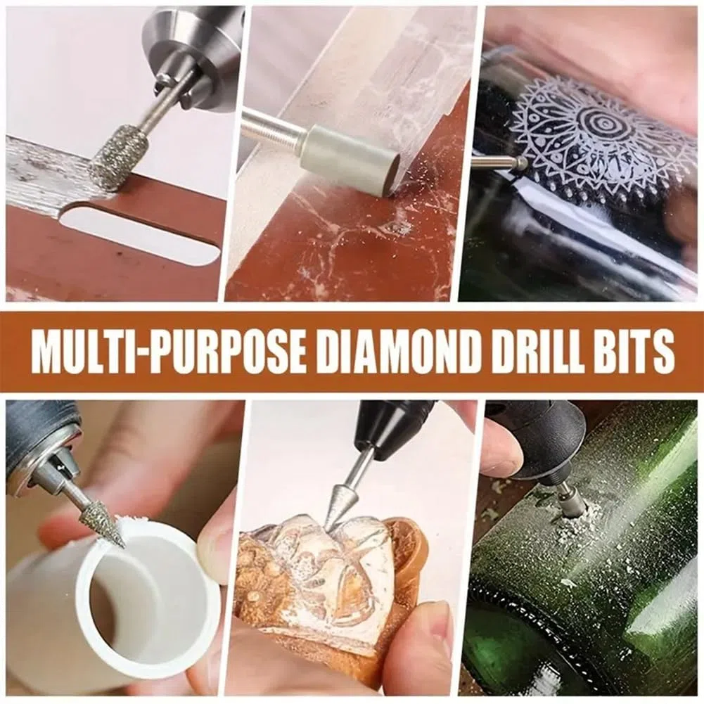 Juego de 50 rebabas de molienda con revestimiento de diamante para herramienta rotativa, accesorios de molienda eléctrica