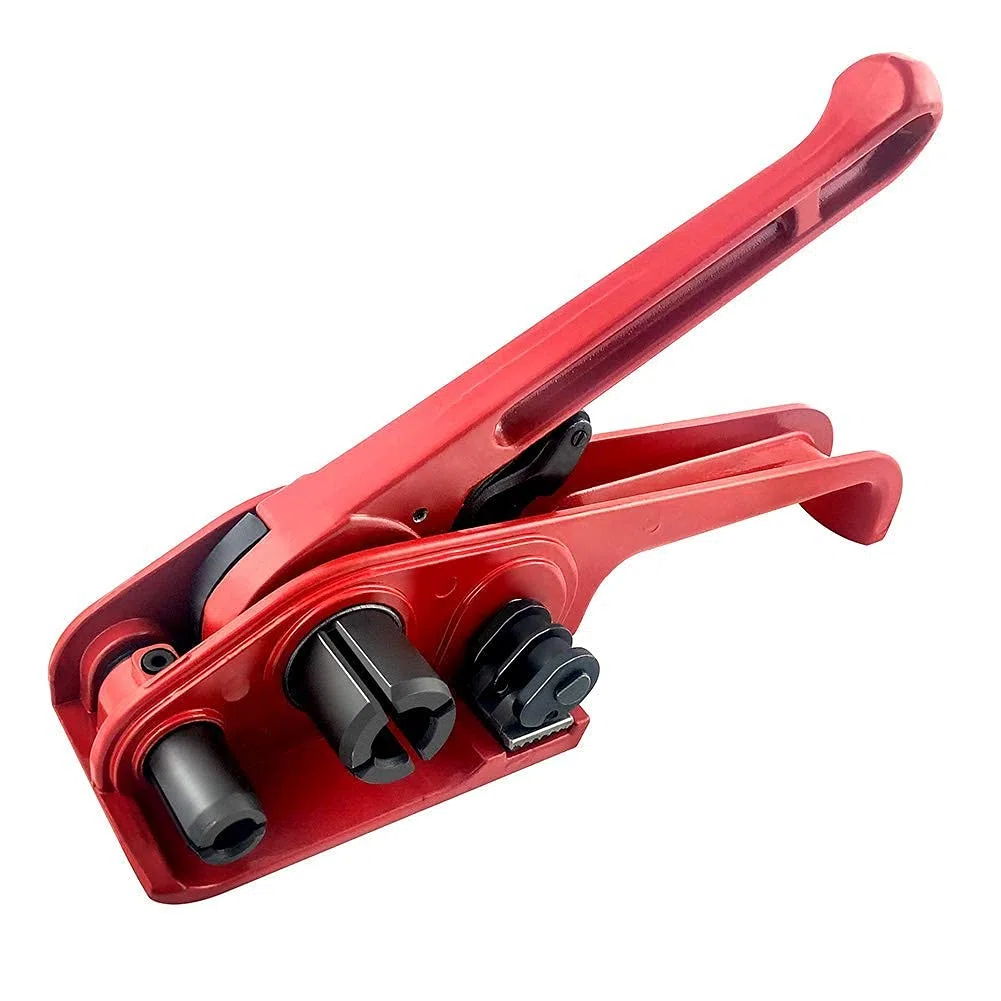 QWORK® Flejado muy práctico, cinta manual de flejado tensor, envoltura abrazadera, tensor de flejado de poli y cortador Herramientas manuales de anillo Molinete para 13-19 mm PET/PP Banda