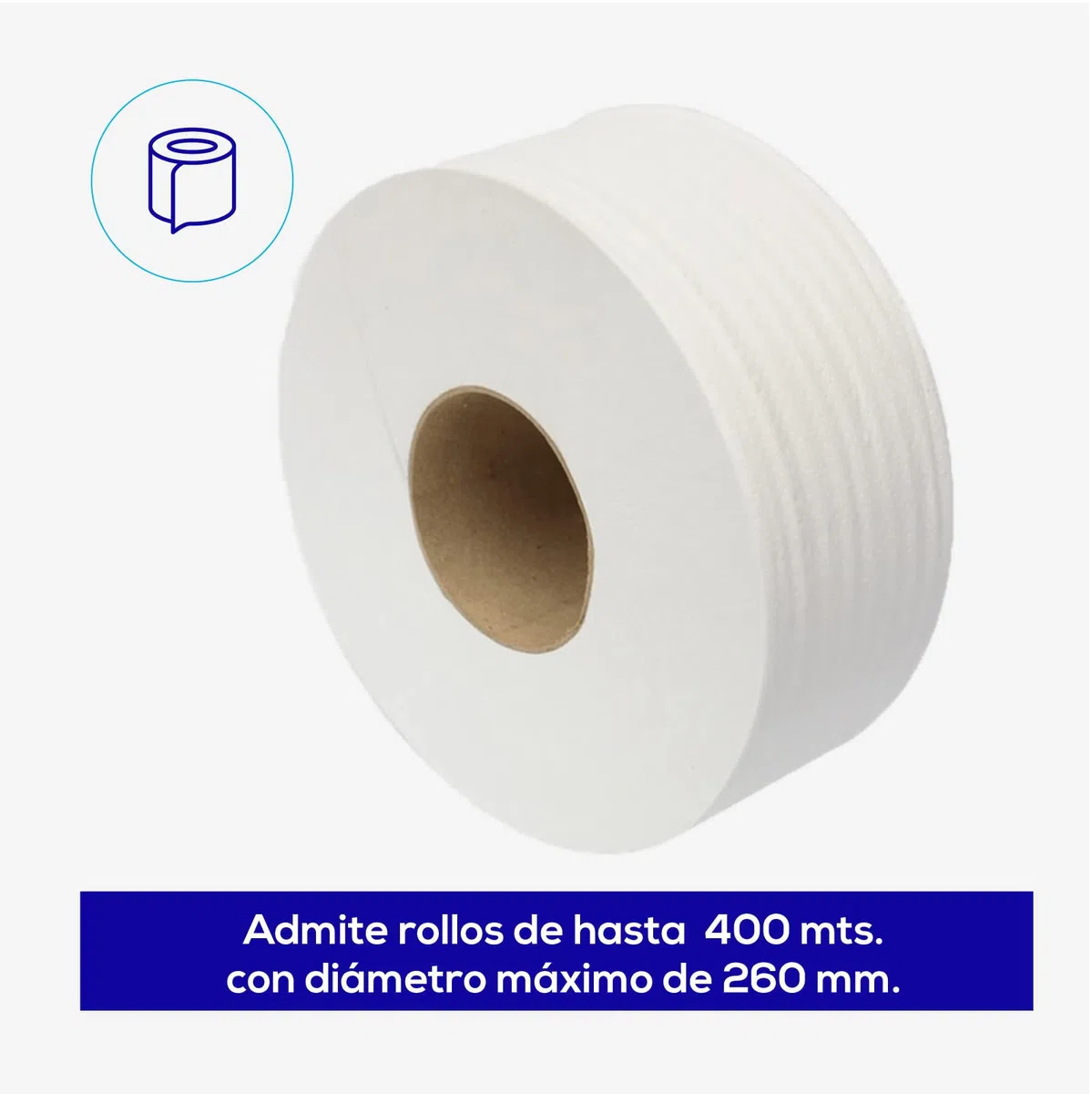Jofel - Portarrollos de Papel Higiénico Industrial Grande, Dispensador de Papel en Rollos de hasta 400m, max. 260mm de Diámetro, Mandril de 45mm, Ideal en Baños Públicos WC, Azur AE56000, ABS Fumé