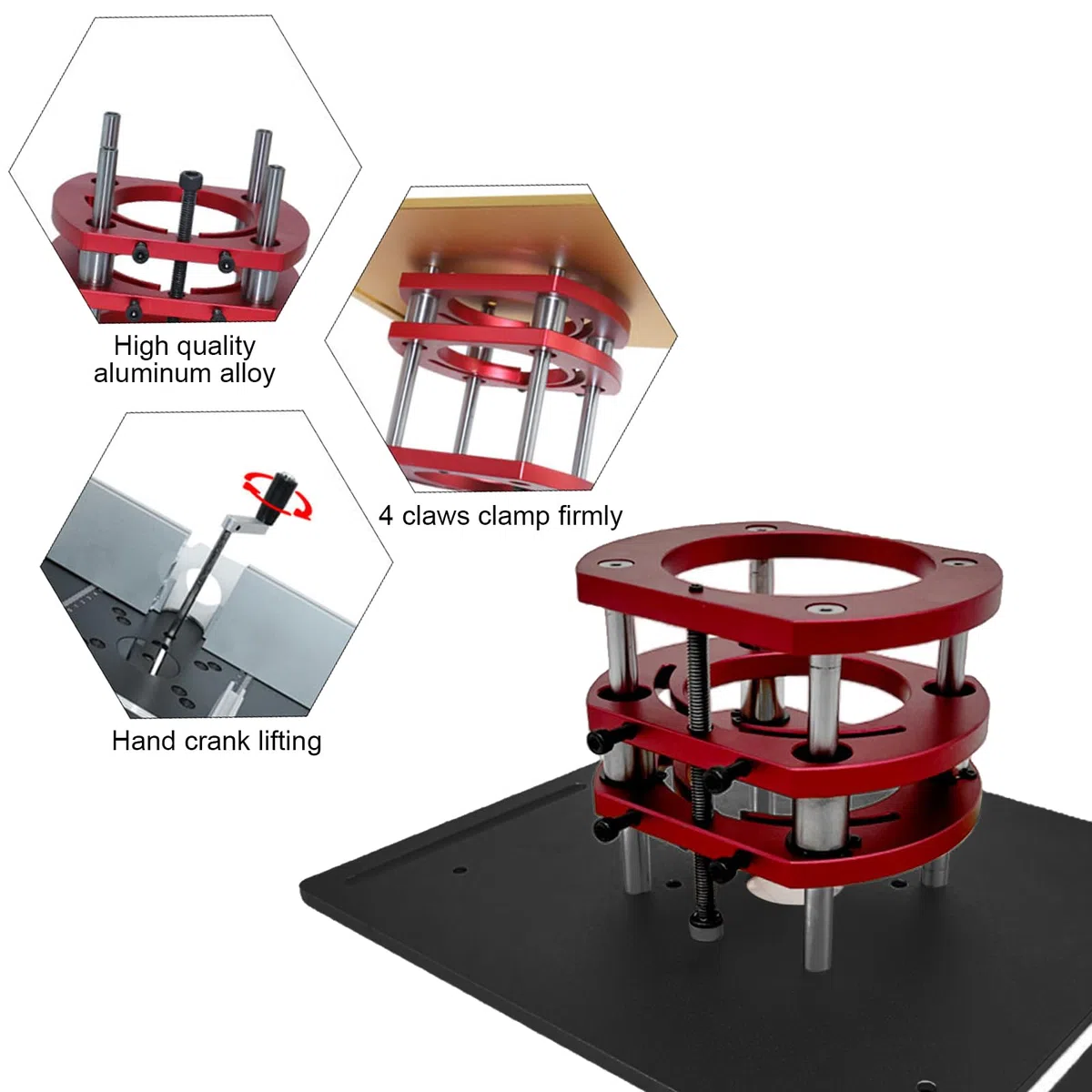 Mesa Fresadora para Madera con Plataforma Elevadora, Regruesadora, Soporte Router, Tupia, para Madera de 64-66 mm, Plato de Aluminio