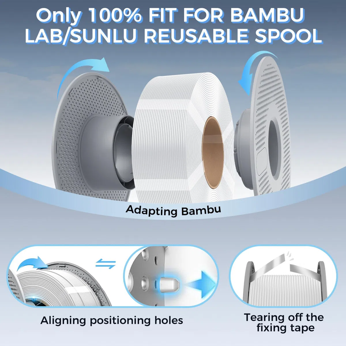 Creality PETG Filamento,Refill Filamento impresora 3D,1kg 1,75 mm (2,2 lb),for Bobina Reutilizable Bambu Lab,Precisión Dimensional ±0,03 mm PETG Blanco negro