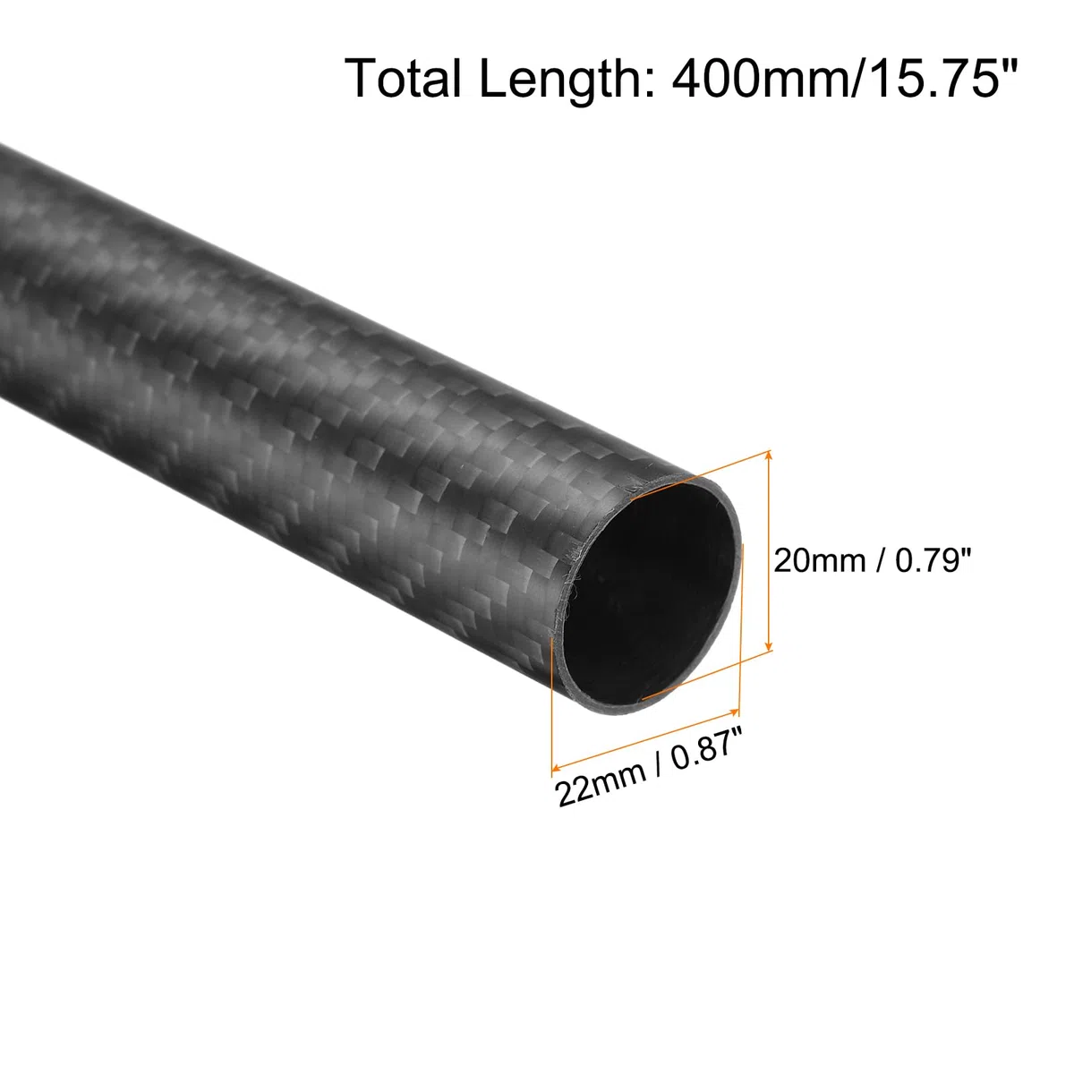 QUARKZMAN 2 Piezas de Tubos de Fibra de Carbono 20 x 22 x 400mm Superficie Mate Varilla de Carbono Enrollada en 3K para Aviones RC, Quadcopters, Multicopters