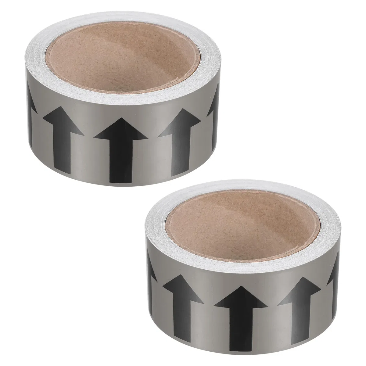 PATIKIL Flujo Flecha Cinta 2 Rollos Polietileno Tuberías Marcaje Etiquetas con Tira Reflectante impermeable para Tubos Flujo Identificación Direccional 2" x 33' Gris/Negro