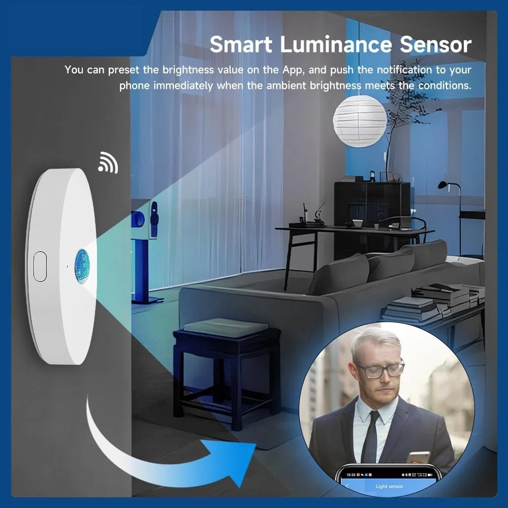 SPORTARC Sensor de luz, sensor de luminancia ajustable automáticamente para hogar inteligente, para TUYA WiFi/para ZigBee (ForZigbee)