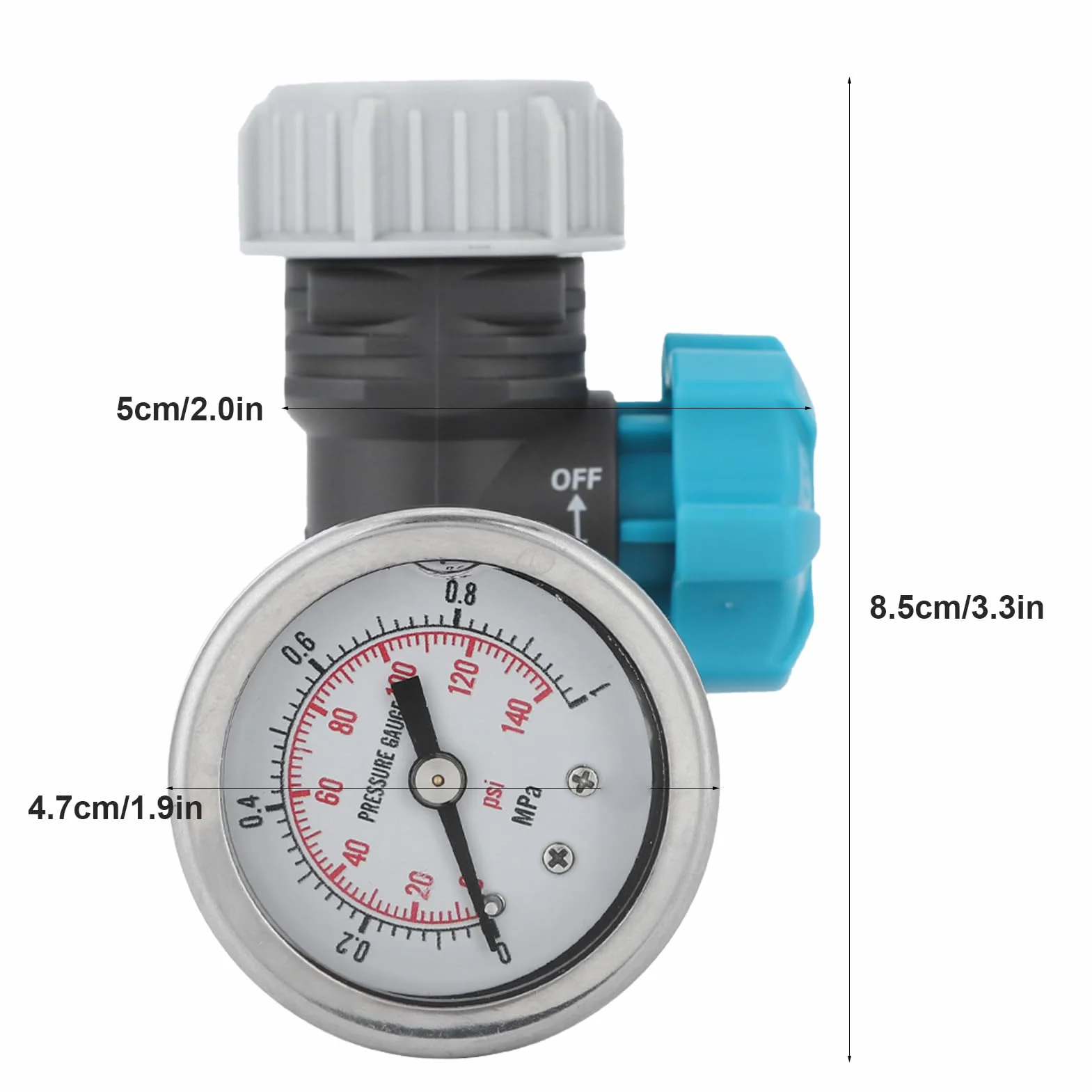 Ejoyous Reductor de Presión para Grifo, Manómetro de Agua de 3/4 Pulgadas G3, Reductor de Presión de Agua, Regulador de Presión de Agua, Válvula Reguladora de Presión con Medidor de
