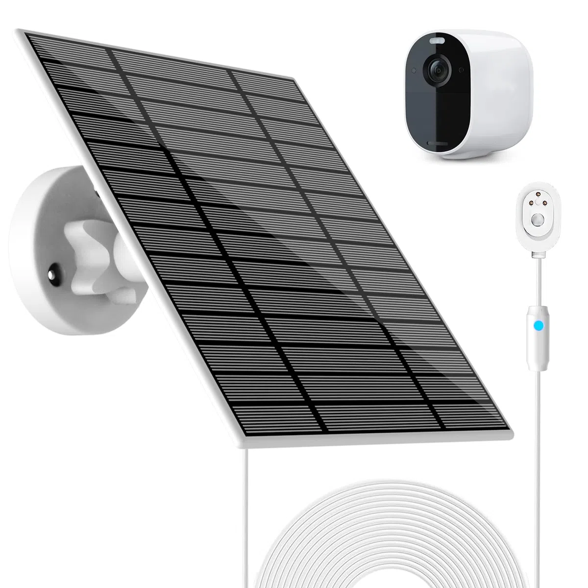 Panel solar de 6 W compatible con Arlo Pro 3/Pro 4/Pro 5S/Ultra/Ultra 2/Go 2, cargador de energía solar para cámara Arlo con luz indicadora, cable de 13 pies IP66