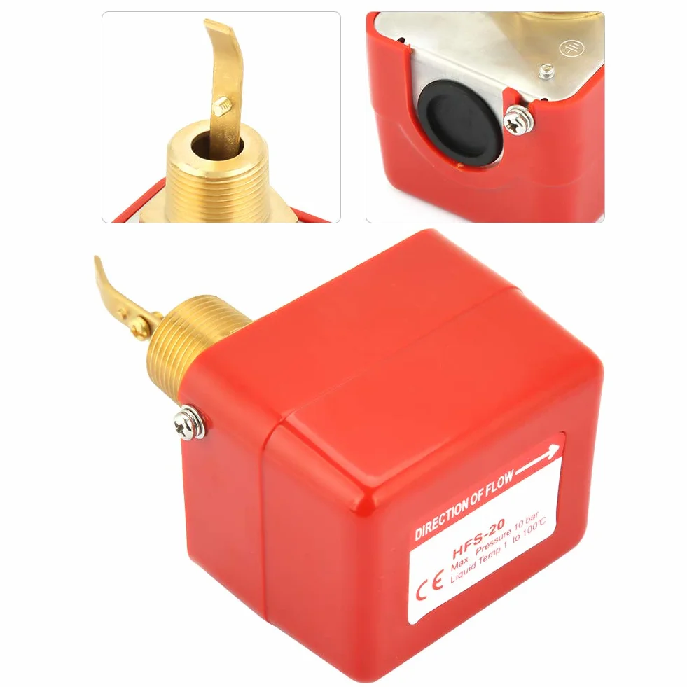 FTVOGUE Interruptor de Flujo de Agua con Contactos HFS-20 SPDT, Cuerpo de Acero Inoxidable 304, Control de Paleta Confiable para Monitoreo de Flujo de Líquido