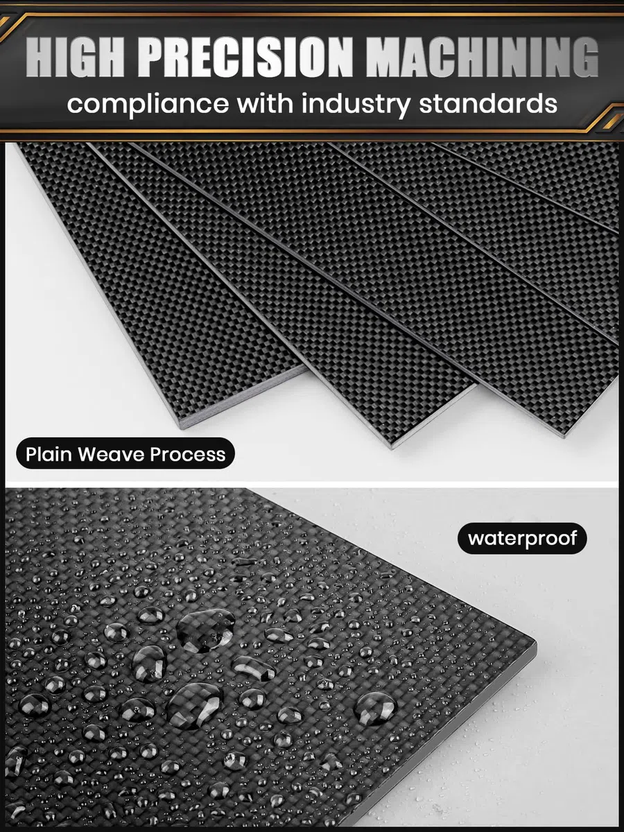 Kalolary Placa de Fibra de Carbono, 100% 3K Fibra de Carbono Placa de Placa de Fibra de Carbono de Alta Dureza Epoxy Fibra de Vidrio Suministros de Artesanía (Plano, 300 * 300 * 1mm)