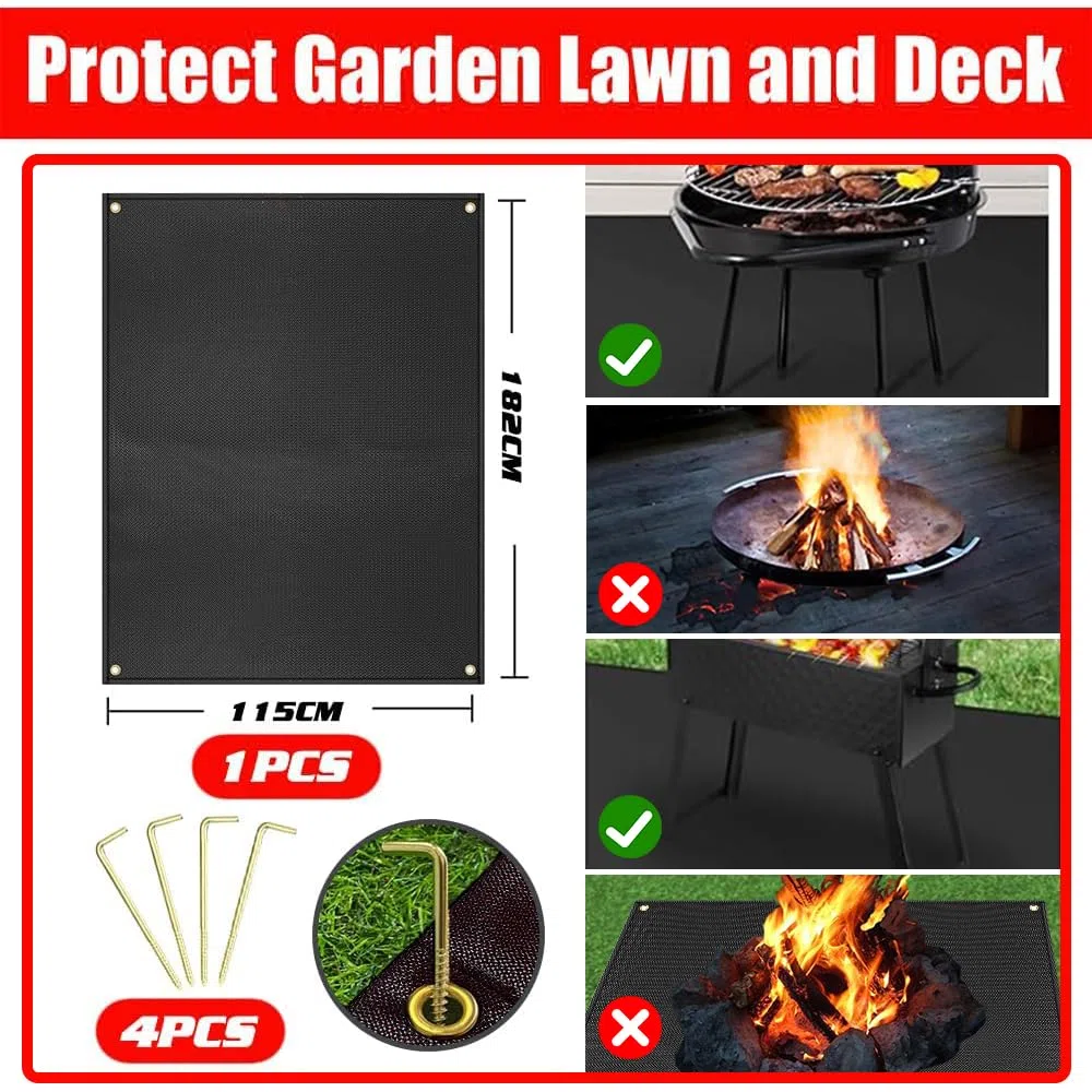 Alfombrilla Protectora para Barbacoa, Base Ignífuga 182 x 115 cm, Resistente al Agua y al Aceite, Multiusos