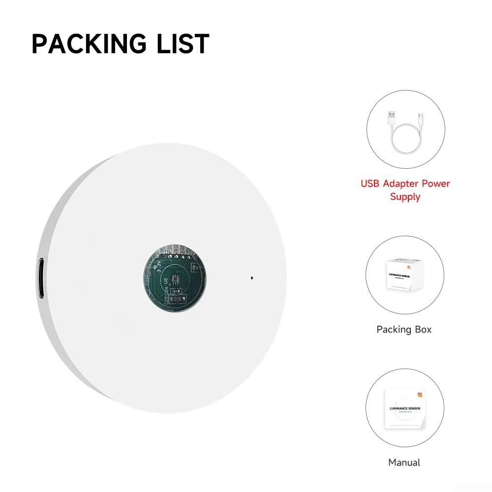 SPORTARC Sensor de luz, sensor de luminancia ajustable automáticamente para hogar inteligente, para TUYA WiFi/para ZigBee (ForZigbee)