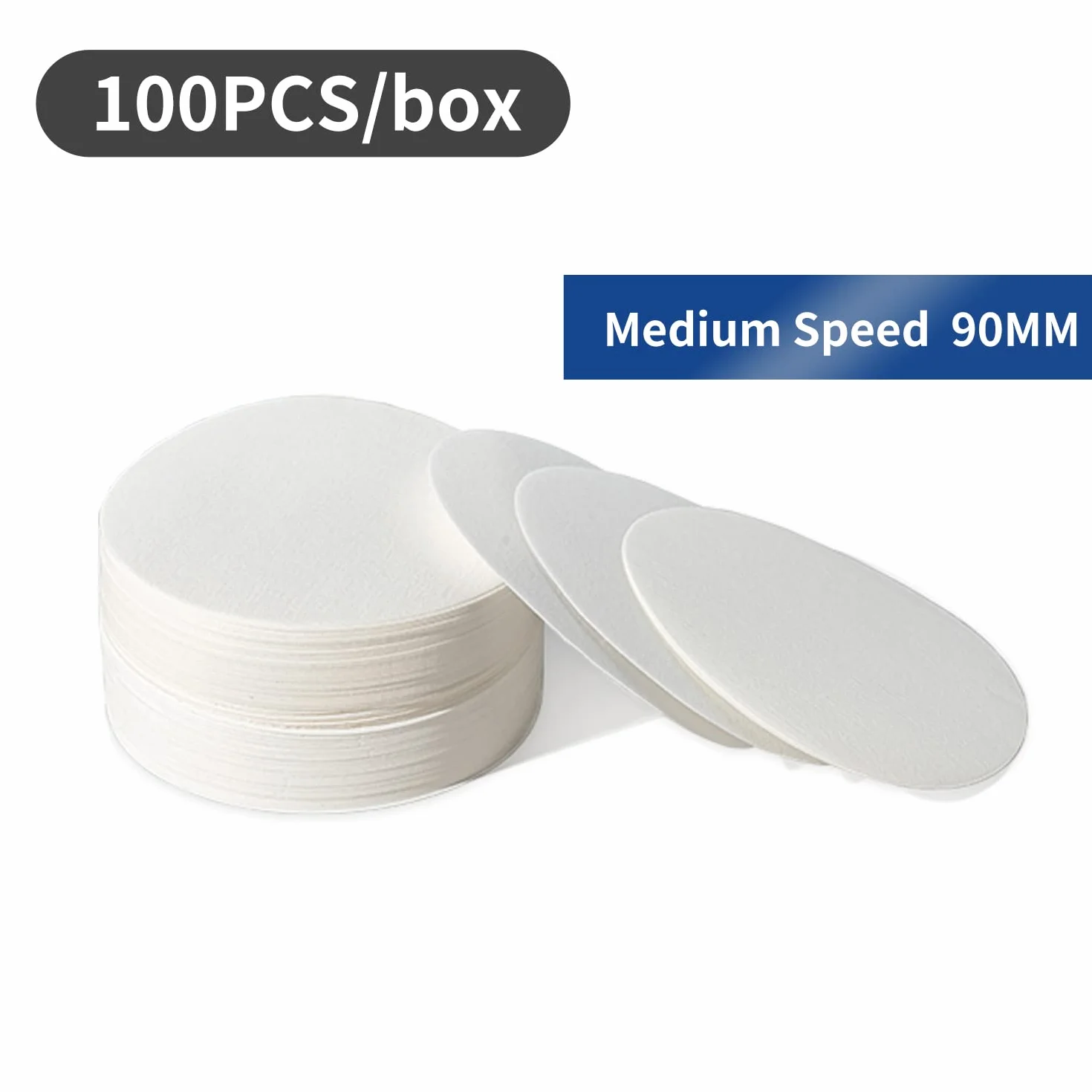 100 Pcs Papel de Filtro Cualitativo de Laboratorio de Flujo Medio Papel Filtro Circular Papel Filtro Plegado 90mm de Diametro para Laboratorio de Filtración