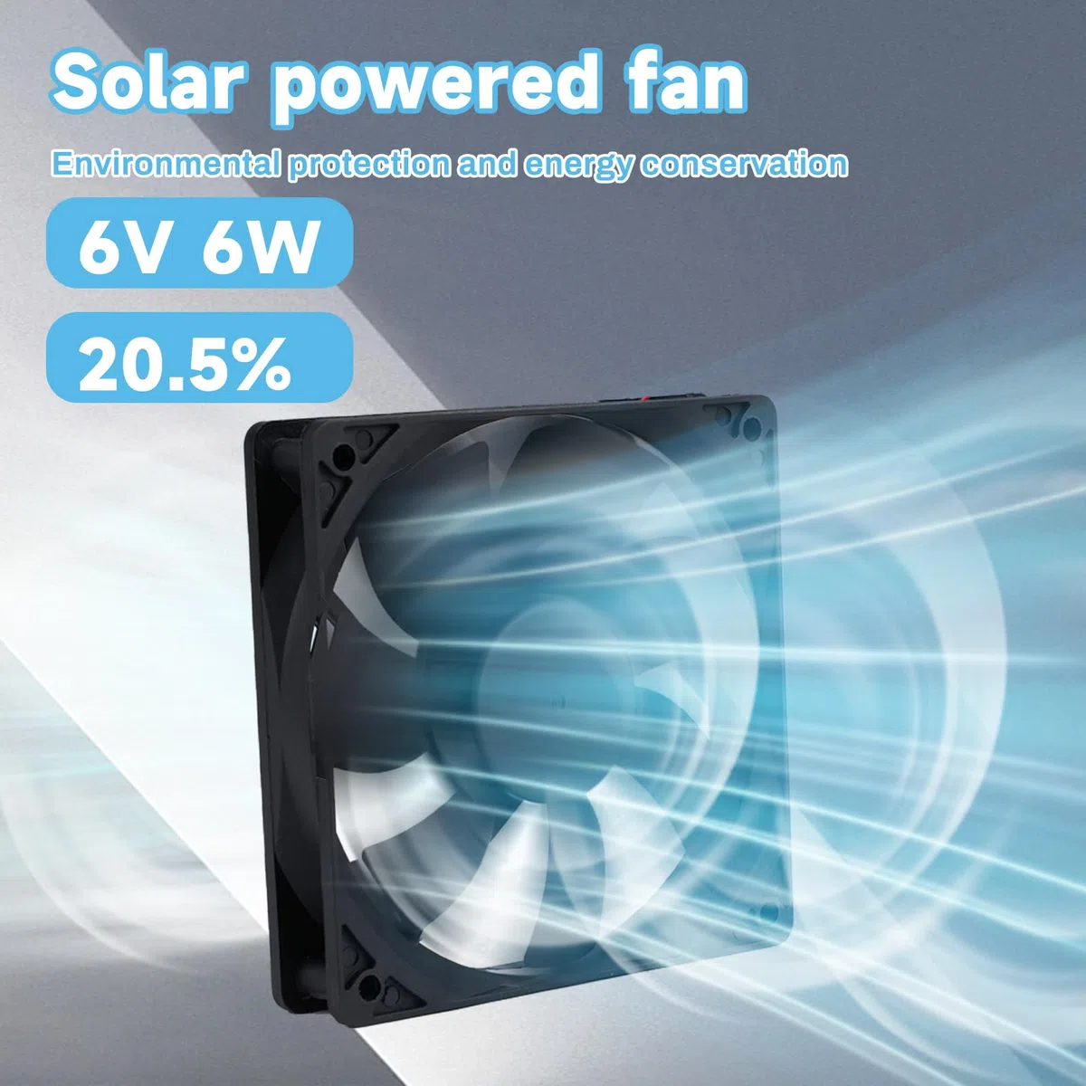 BuyWeek Ventilador de Escape Solar de 6W 6V Circulación del Aire de Enfriamiento Silencioso Ventilador Versátil Alimentado por Panel Solar para Mascotas
