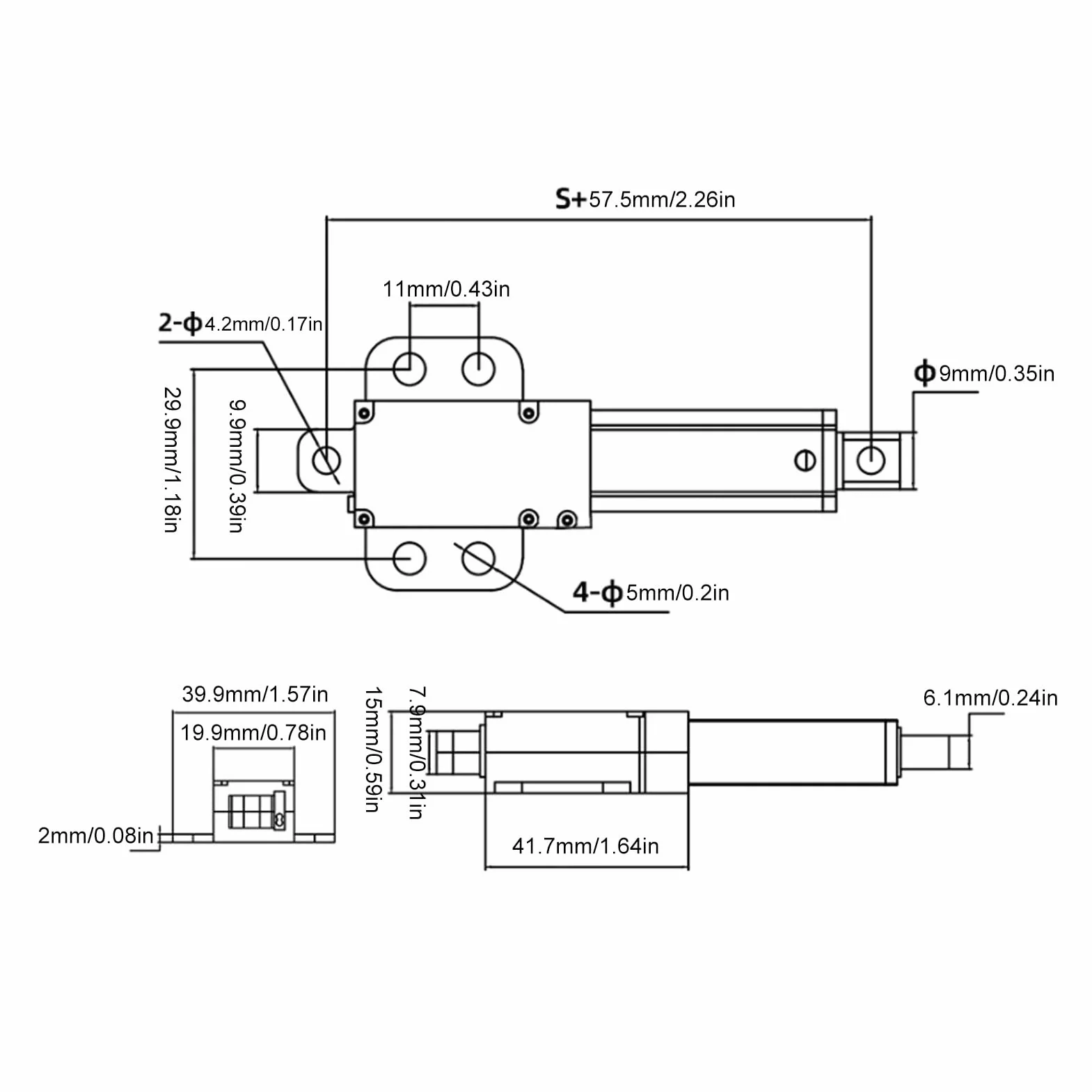 Mini Actuador Lineal Eléctrico 150N, Actuador de Micromovimiento de Carrera de 15mm Actuador Lineal de Aleación de Aluminio 12V para Maquinaria Agrícola (Con soporte)