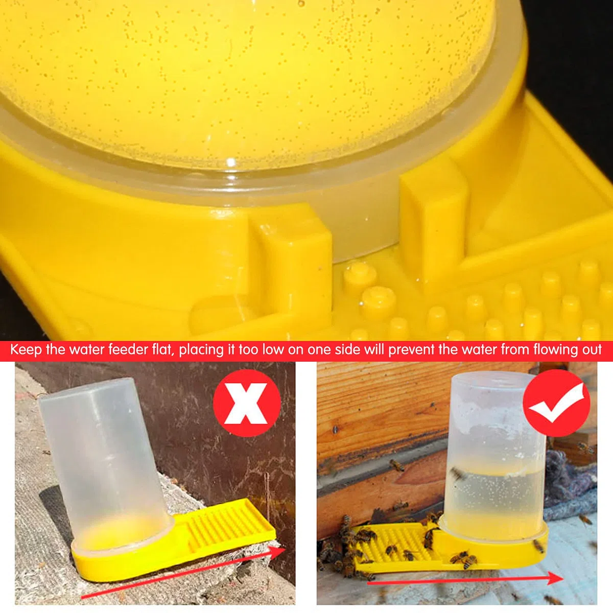 2 Piezas Comedero de Colmena de Abejas, Comedero de Entrada de Abeja, Alimentador de Agua de Abejas para Apicultura - 8.4 x 12.7cm, Amarillo