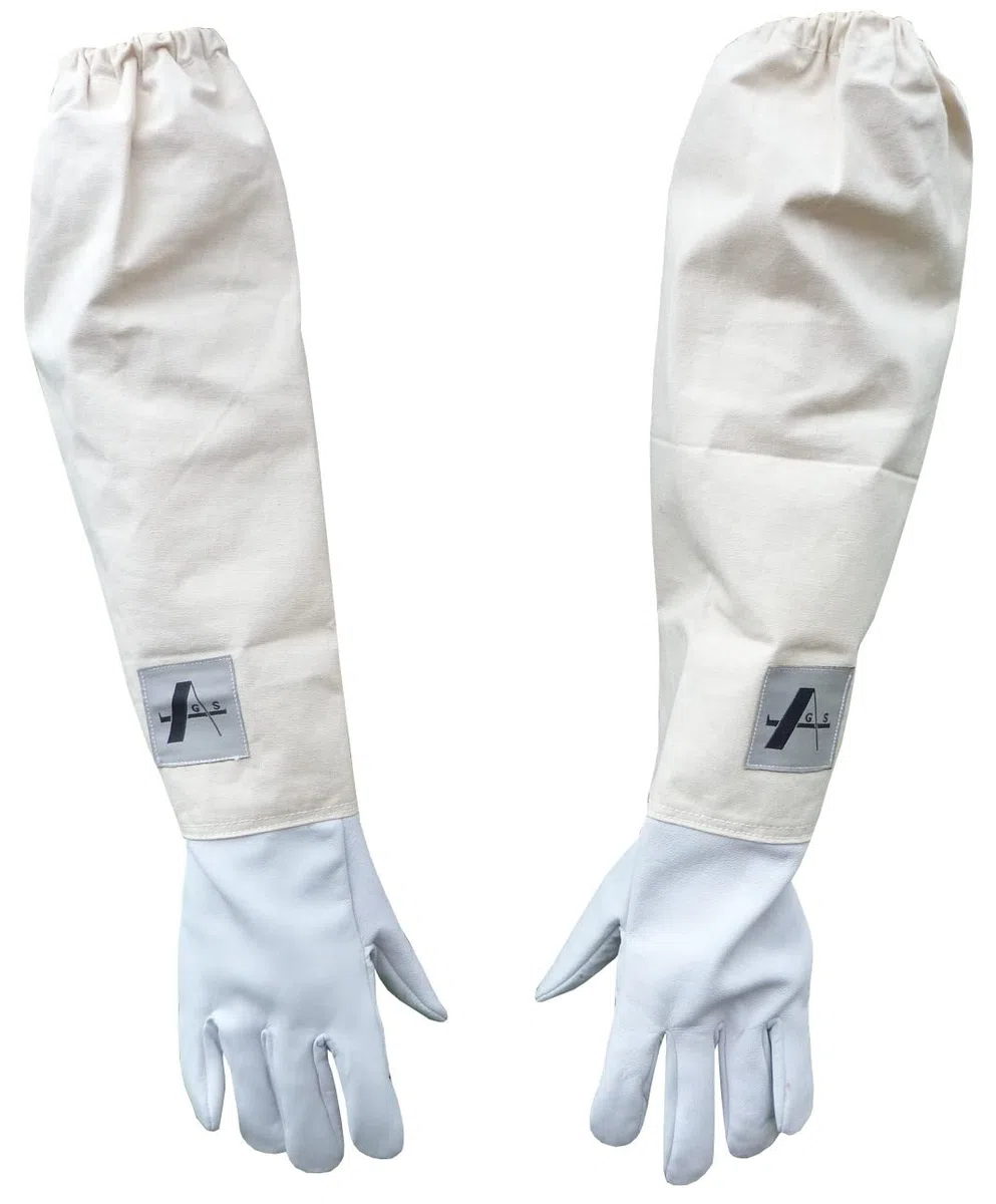 AGS Guantes de apicultor, guantes de piel de cabra para apicultura, guantes de protección (pequeño)