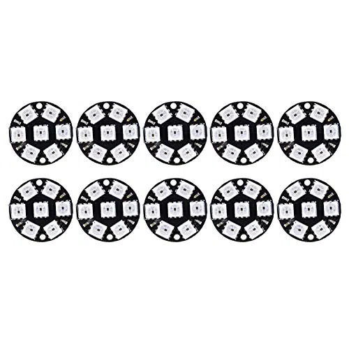 ViaGasaFamido 10Pcs Panel de lámpara LED Práctico Anillo Redondo LED Placa de Desarrollo del Controlador Circuito de Control Color Luz Cjmcu 7 bits WS2812 5050 RGB