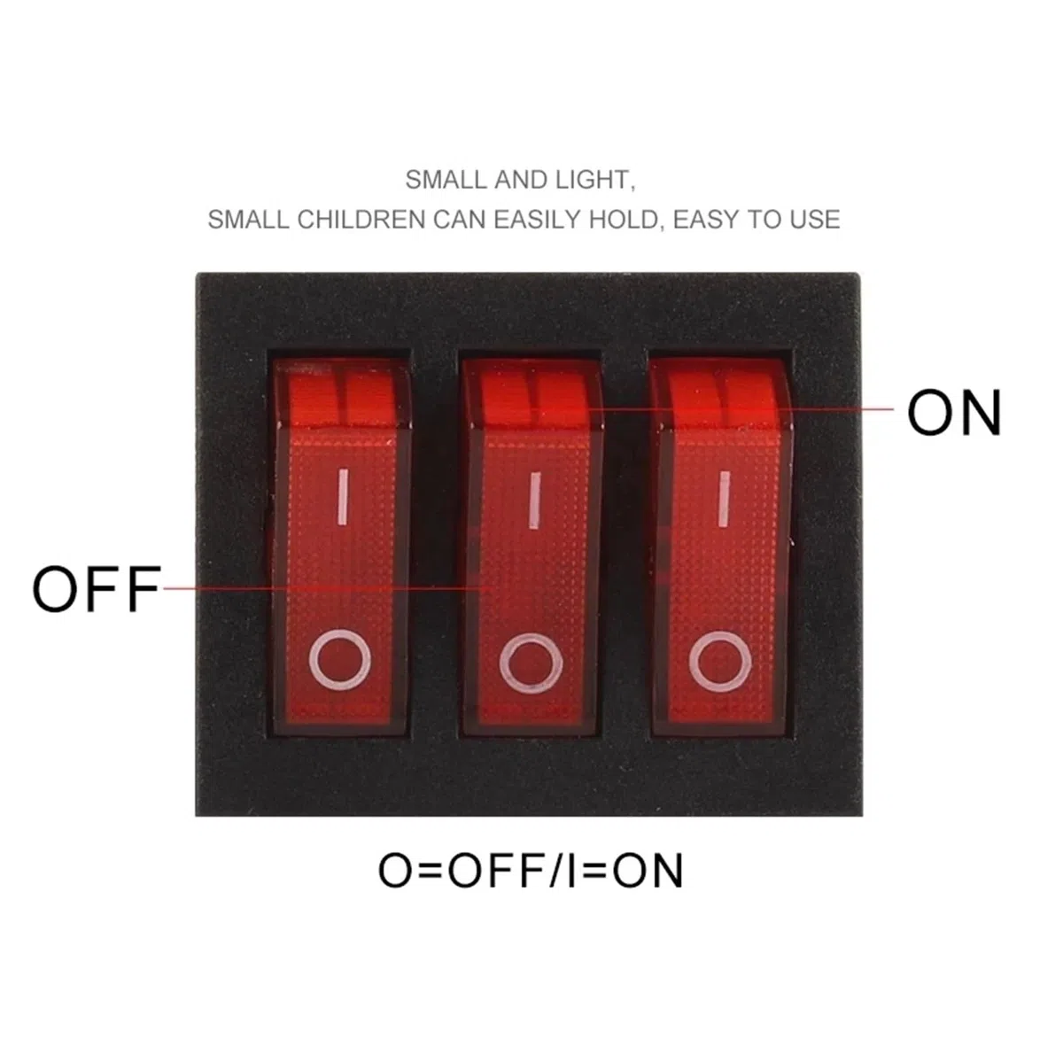 Interruptor basculante KCD3 40,3 x 33,3 mm, luz roja, 3 vías, negro, 9 pines, 2 posiciones, ON-OFF/ON-ON, 16A/30A, 250V CA, triple interruptor de alimentación, 10 unidades (With Red Light)