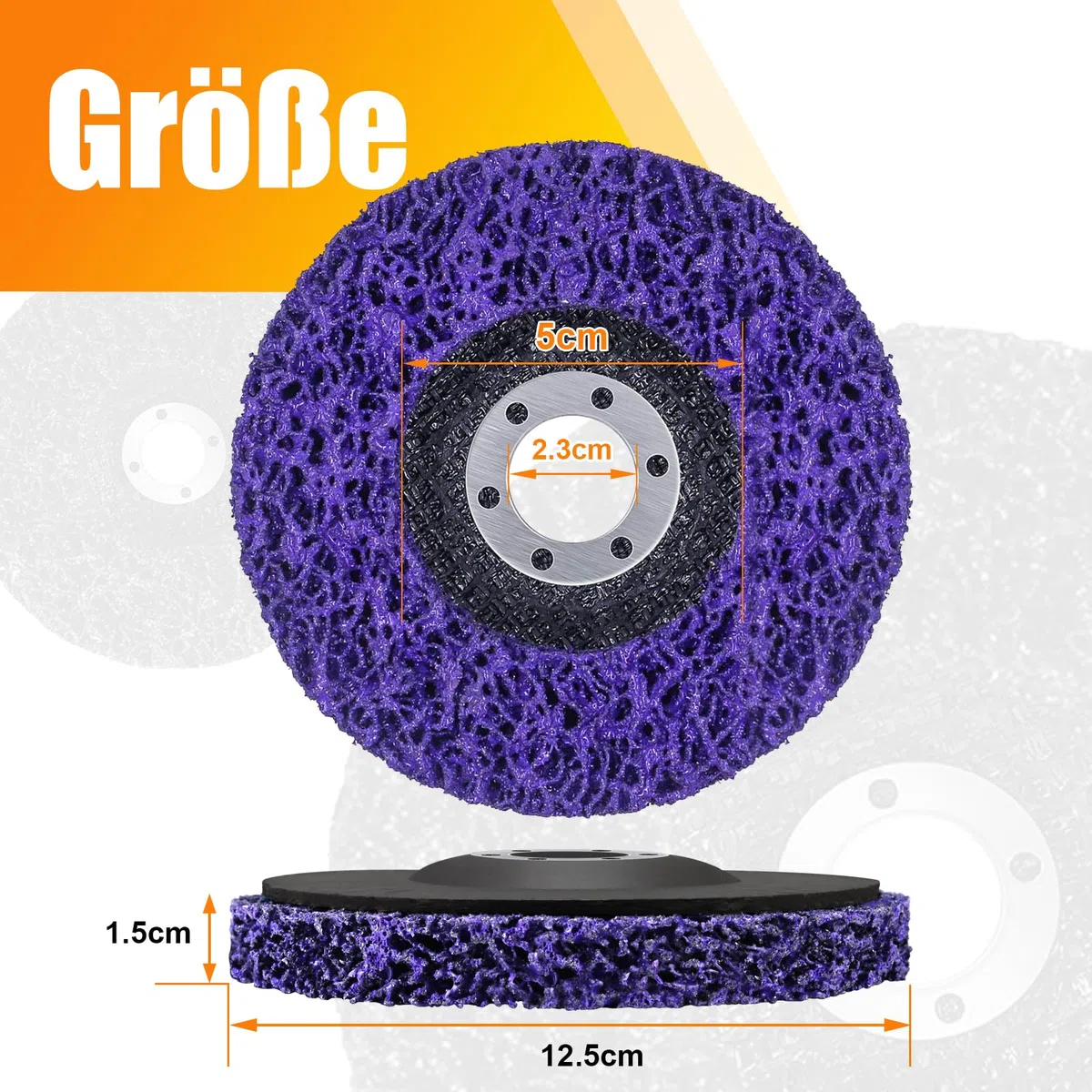 5 Piezas Discos de Limpieza, 125 mm Discos de Limpieza para Amoladora Angular, CSD disco para Amoladora Angular para Eliminación Oxido Pintura Descamación (Violet)