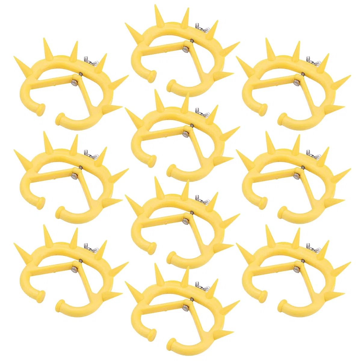 Ejoyous Anillos de Destete para Terneros, 10 Piezas, Plástico Amarillo con Púas, Herramienta de Prevención de Succión para Ganado Bovino