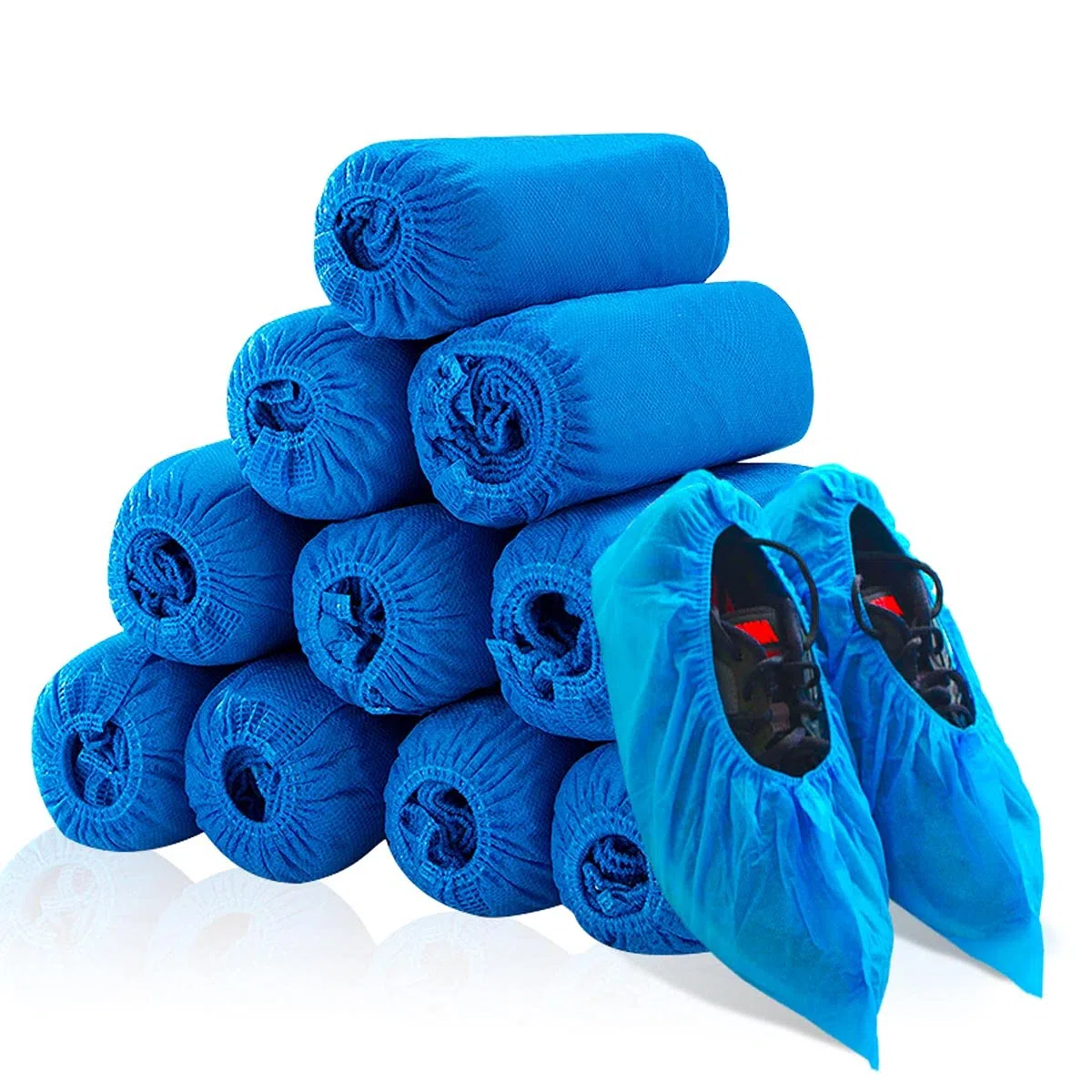 Cubrezapatos Desechables, 100 Piezas Cubrezapatos Desechables Tela 400g Cubre Pies Desechable, Overshoes Desechables para Calzado de Interior/Exterior, Antideslizante, Anti-Barro,Reciclable
