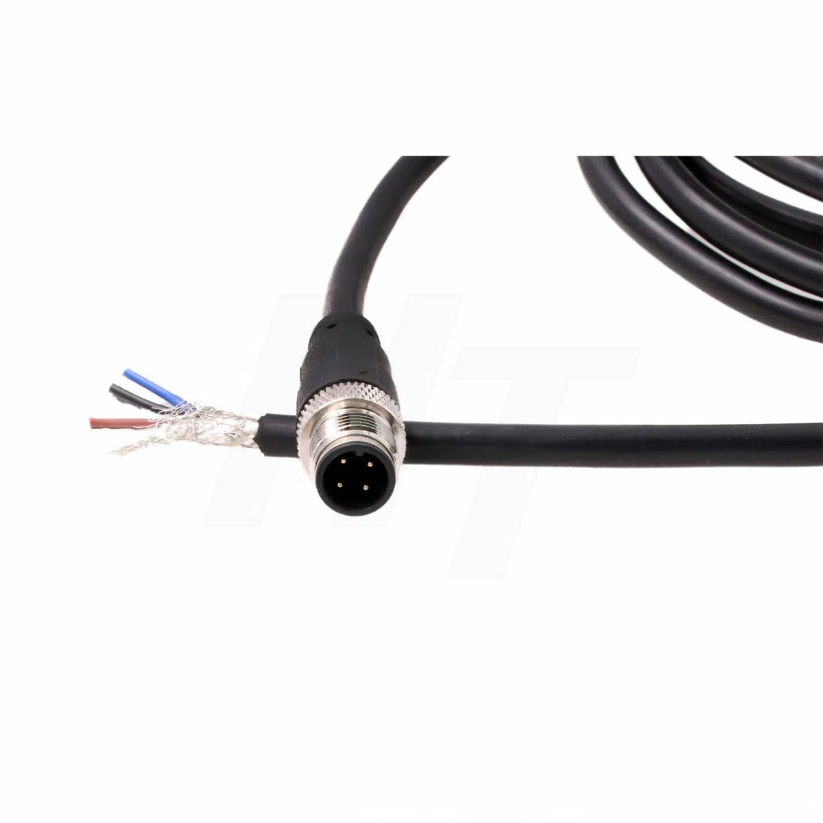 HangTon Cable de alimentación M12 A-Code de 4 pines macho para sensor de aviación a cable desnudo para automatización de control industrial, dispositivo de red DeviceNet, CANopen, IO Link, Profibus 2