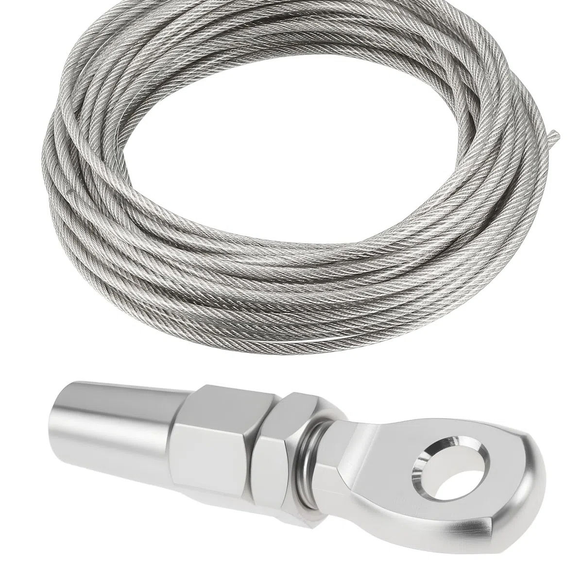 SG Store 2 Piezas Terminal de Ojo Sin Estampa de Accesorio de Aparejo de Cable de Acero Inoxidable Compatible con Diámetro de Cable de 3 Mm