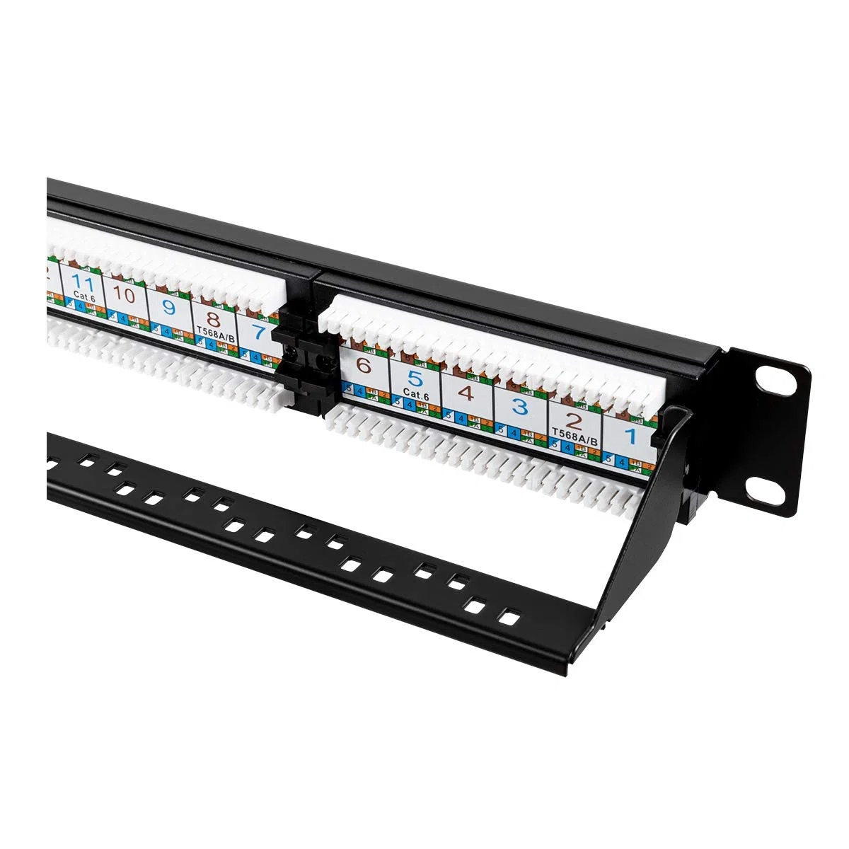Aiten Data Patch Panel/Panel de Parcheo con 24 Puertos 1U Cat 6 UTP para Armarios Rack con Numeración de Tomas, Bridas y Tornillos de Instalación