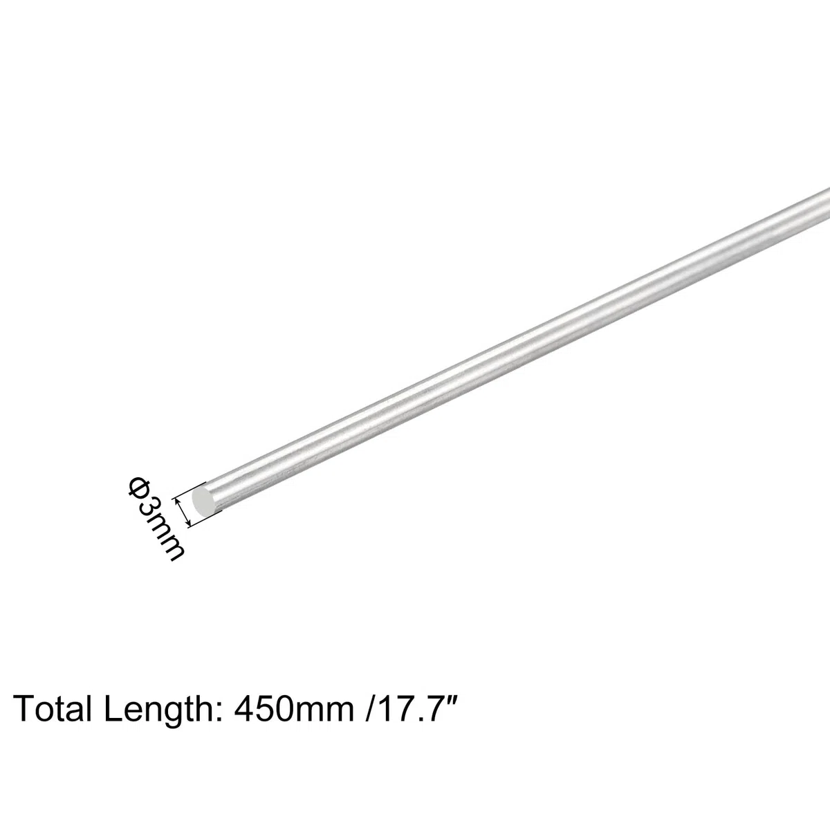 sourcing map 304 Inoxidable Acero Redondas Varillas, 3mm x 450mm Sólido Eje Varillas para Bricolaje Artesanía Maqueta Coche Helicóptero Avión, Paquete de 10