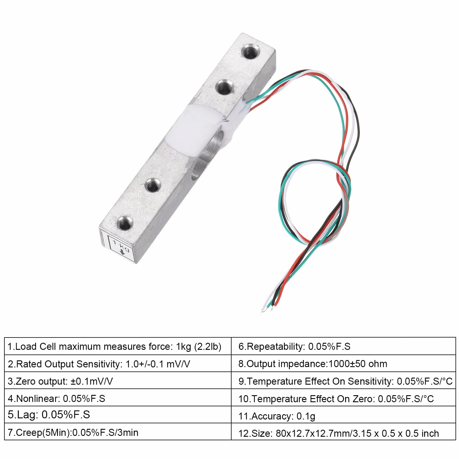 QUARKZMAN 4 Set Sensor de Peso de Celda de Carga Digital 1Kg + Módulo HX711 Sensor de Pesaje de 24 Bits de Precisión A/D de Doble Canal para Kit de Báscula Electrónica Portátil DIY
