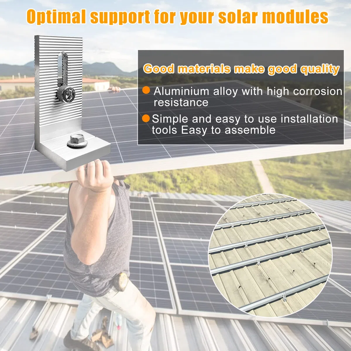 10 Piezas Juego Soporte Placas Solares, Aluminio Soportes de Montaje de Paneles Solares en Forma de L, con Tornillos, para Sistemas Solares en el Techo, Soportes Fotovoltaicos