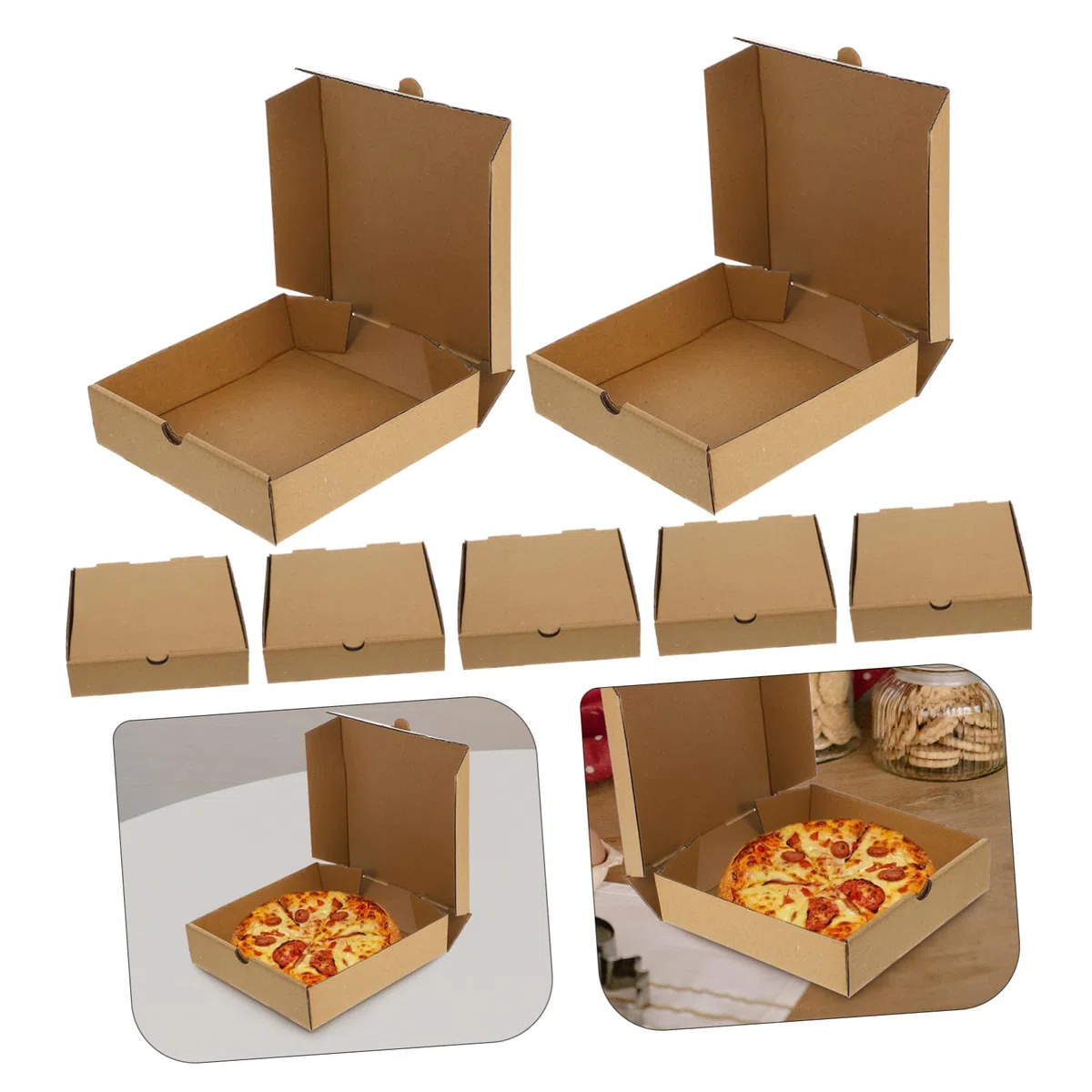 GARVALON 10 cajas de cartón para pizza, cajas de papel para sacar pizza, cajas de almacenamiento para pizza, bandejas de papel para pizza, cajas de papel para pizza, boquillas de pizza