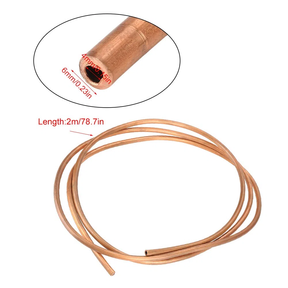 Tubo de cobre de 2 m / 6,6 pies Tubo de cobre de 6 mm Tubo de cobre T2 Tubo de bobina de cobre suave, se puede convertir en tubo, varilla, alambre, tira, correa, placa, lámina (ID 4 mm OD 6 mm espesor