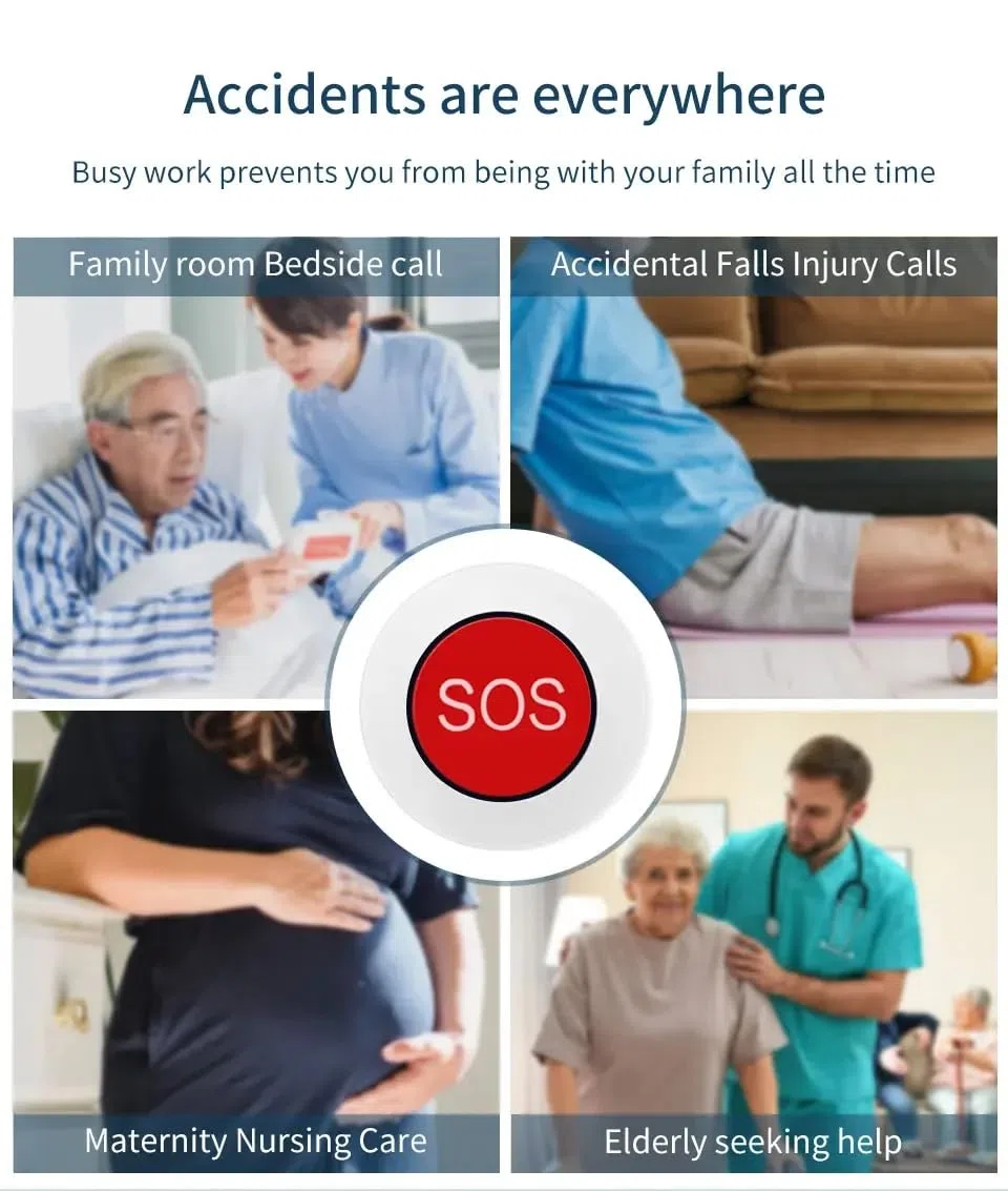 WOLF-GUARD Botón de Pánico WiFi Inteligente Tuya | Botón SOS Inalámbrico de Emergencia, Para Ancianos y Pacientes, Control Remoto, Recargable