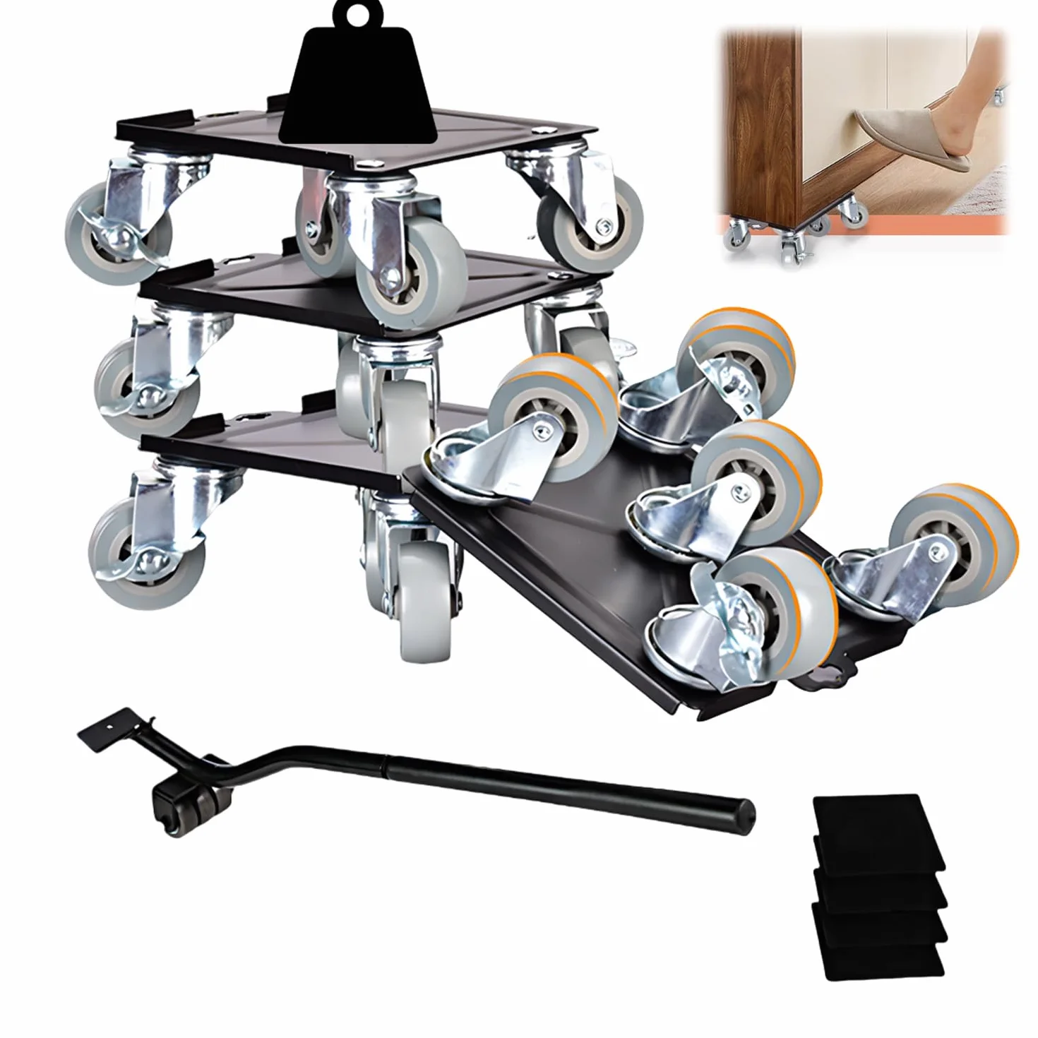 Elevador de Muebles, Ruedas para Mover Muebles Pesados - Rotación 360° con Función de Bloqueo, Elevador Muebles Pesados Carga1500 kg, Transportador Muebles con Ruedas para Mover Muebles