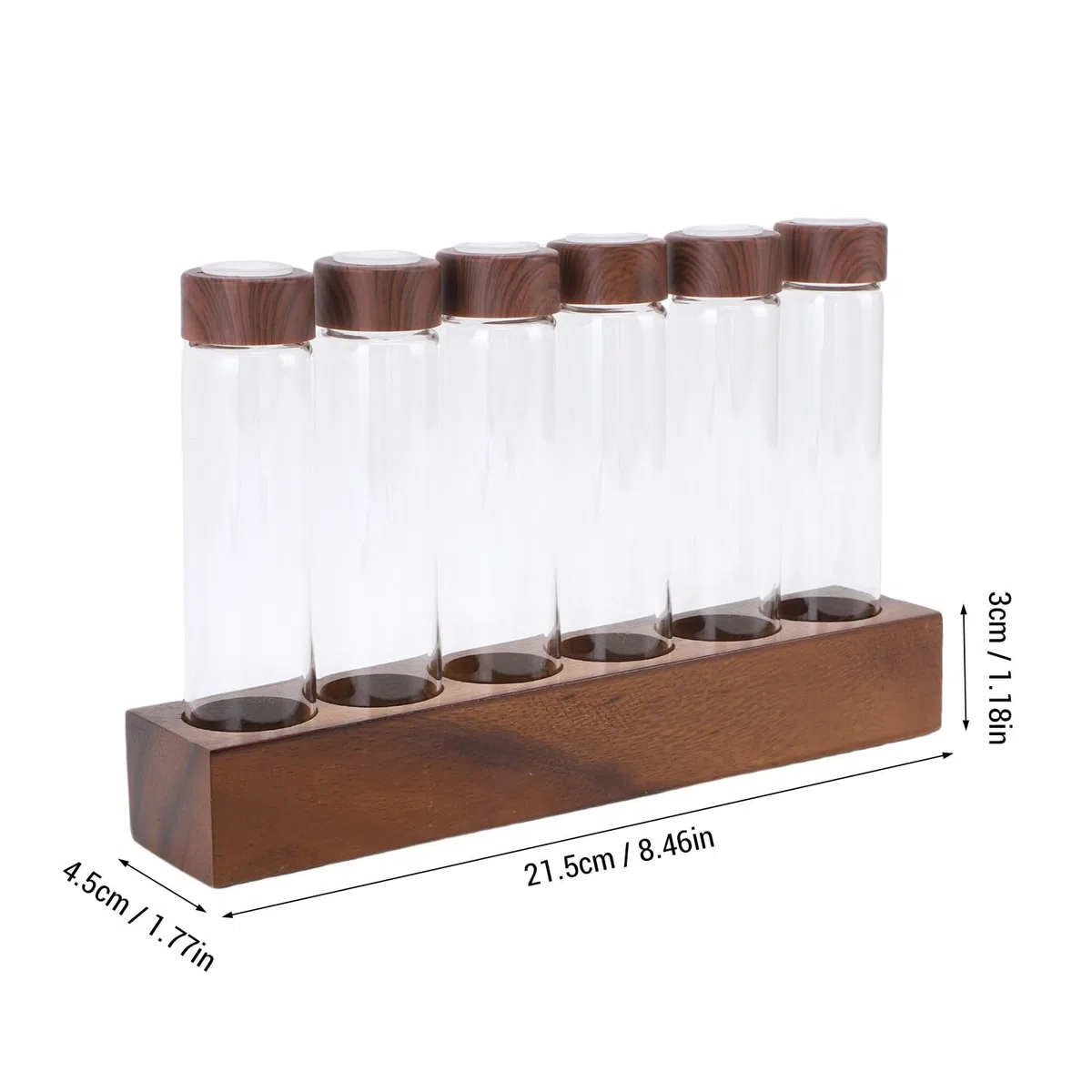 Luocute Tubos de Almacenamiento de Granos de café Monodosis, Tubos de Almacenamiento de Granos de café con Soporte de Madera 6/12 Válvulas Válvula Monodosis para cocina Dormitorio (6 hoyos)