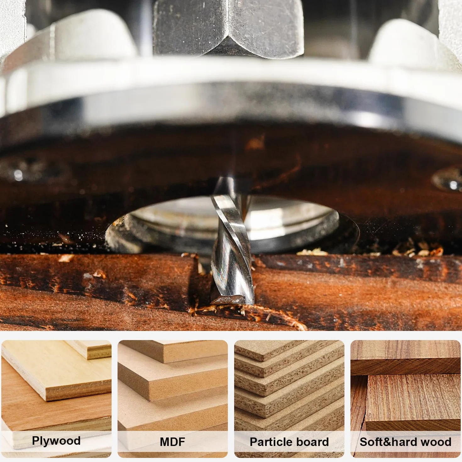SpeTool Fresas para Madera 8mm Fresa de Ranurar Down-Cut CNC Fresa Espiral HRC55 Diámetro de Corte 4mm Fresa Helicoidal Longitud de Corte 20mm Carburo Herramienta Fresas de Corte para Cortar Madera