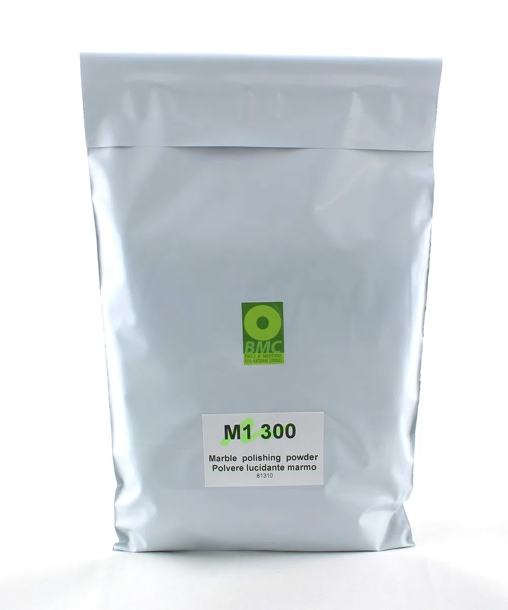 BMC M1-300 Polvo de pulido para mármol y piedra caliza, bolsa de 100 g, para el tratamiento de manchas de corrosión leves y opacas en superficies con acabado pulido espejo. Aplicación manual