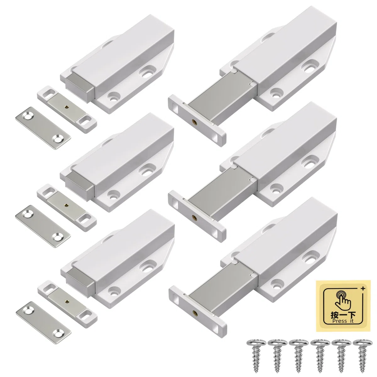 Push to Open Door Opener Push to Open Magnet Jiayi 6 pieces Heavy Duty Cabinet Door Opener Tip On for Doors Fitting Furniture Drawers Push Opener Cabinet Door Opener Magnetic Latch