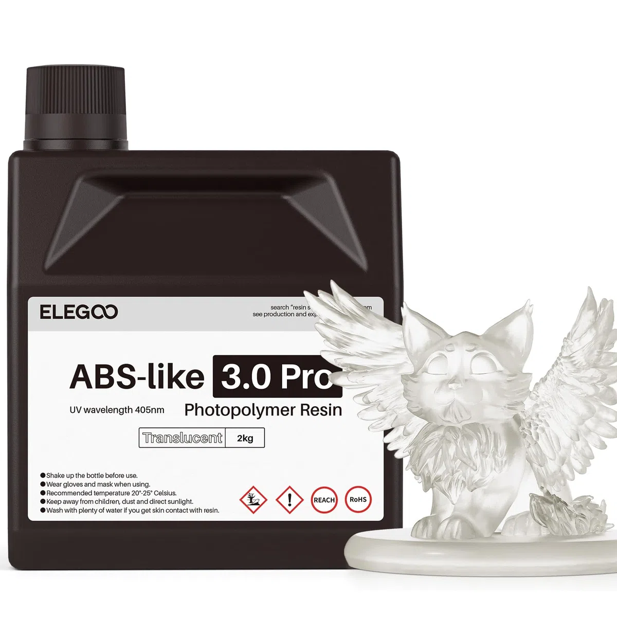 ELEGOO Resina ABS-Like 3.0 Pro, Resina para Impresora 3D con Baja Viscosidad y Alta Precisión, Mayor Resistencia al Calor y Resistencia a los Arañazos, para Impresión 3D LCD/DLP Translúcido 2000G