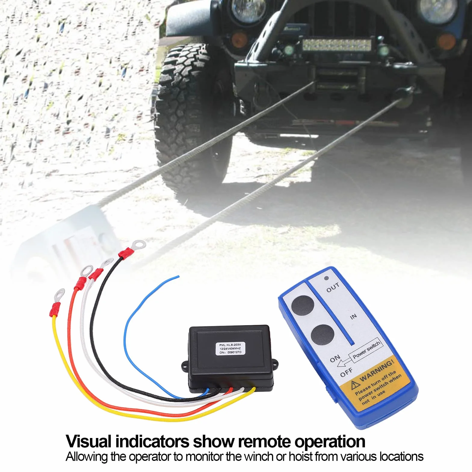 Control Remoto de Cabrestante ,Kit de Interruptor de Control Remoto Inalámbrico de Cabrestante con Receptor 12V 24V para Camión ATV SUV(azul) ,Piezas de repuesto para vehículos todoterreno/UTV