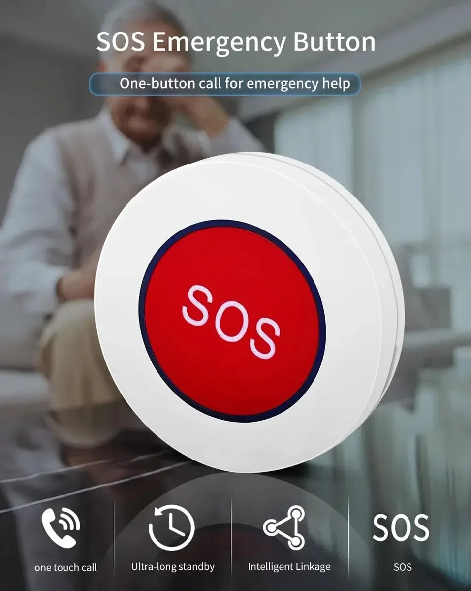 WOLF-GUARD Botón de Pánico WiFi Inteligente Tuya | Botón SOS Inalámbrico de Emergencia, Para Ancianos y Pacientes, Control Remoto, Recargable