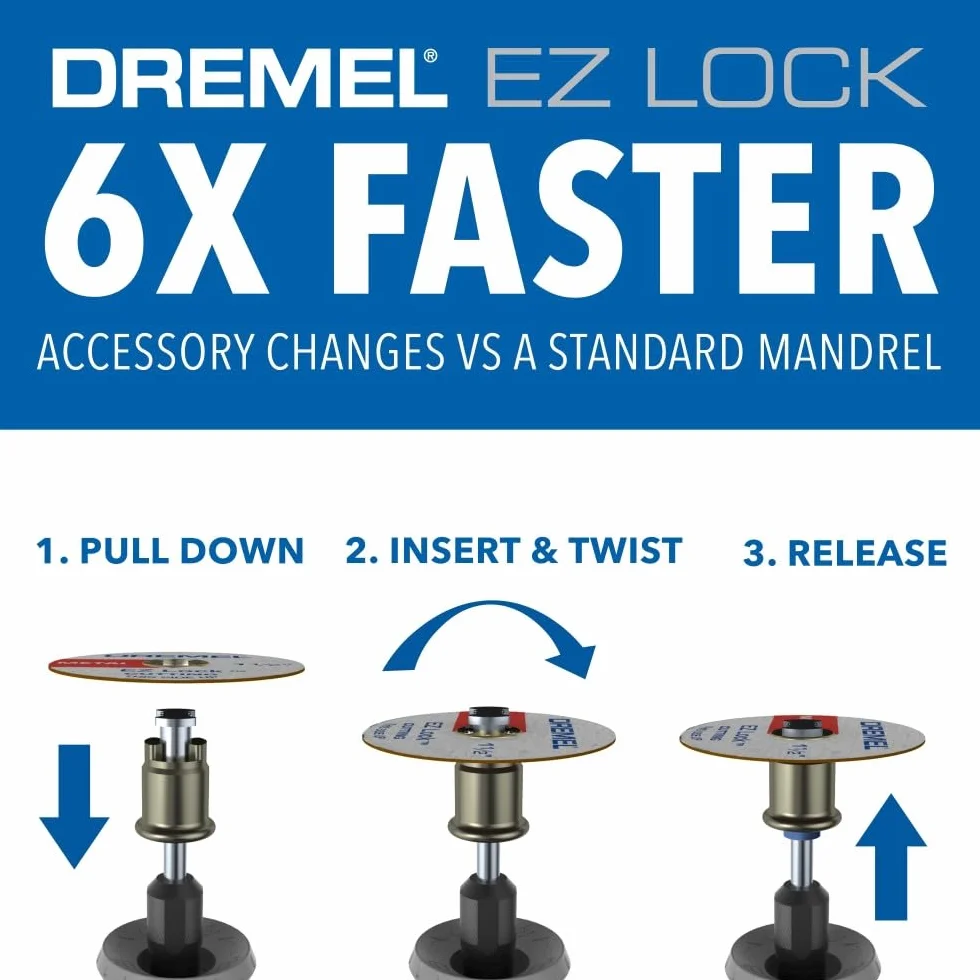 Dremel EZ726-01 EZ Lock - Juego de accesorios para herramientas rotativas para lijado, limpieza precisa o pulido de materiales, 8 piezas