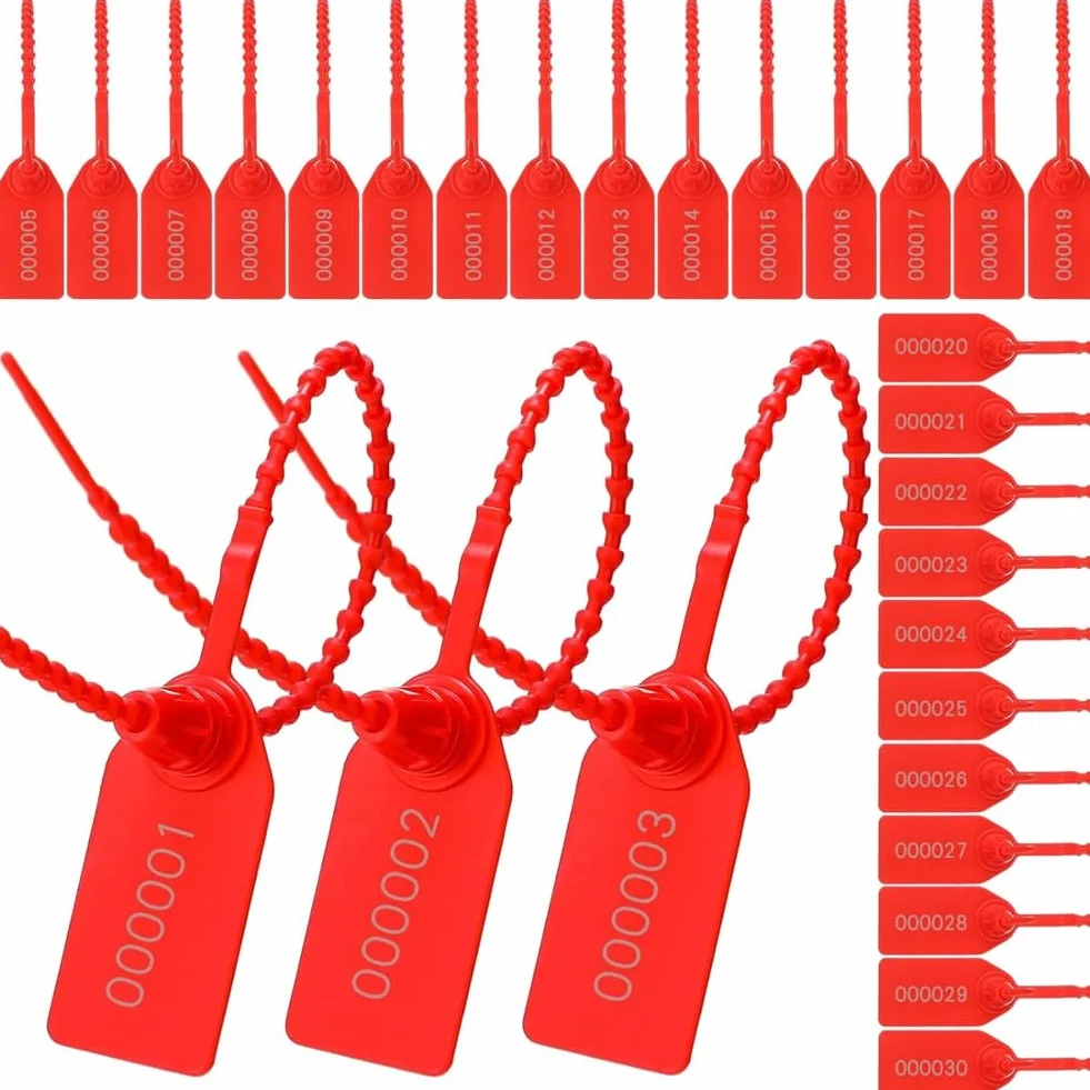 300 Piezas de Sellos de Plástico Manipulaciones, Bridas Numeradas, Etiquetas de Seguridad, Sellos de Seguridad, Señalización Desechable con Autobloqueo, 250 mm