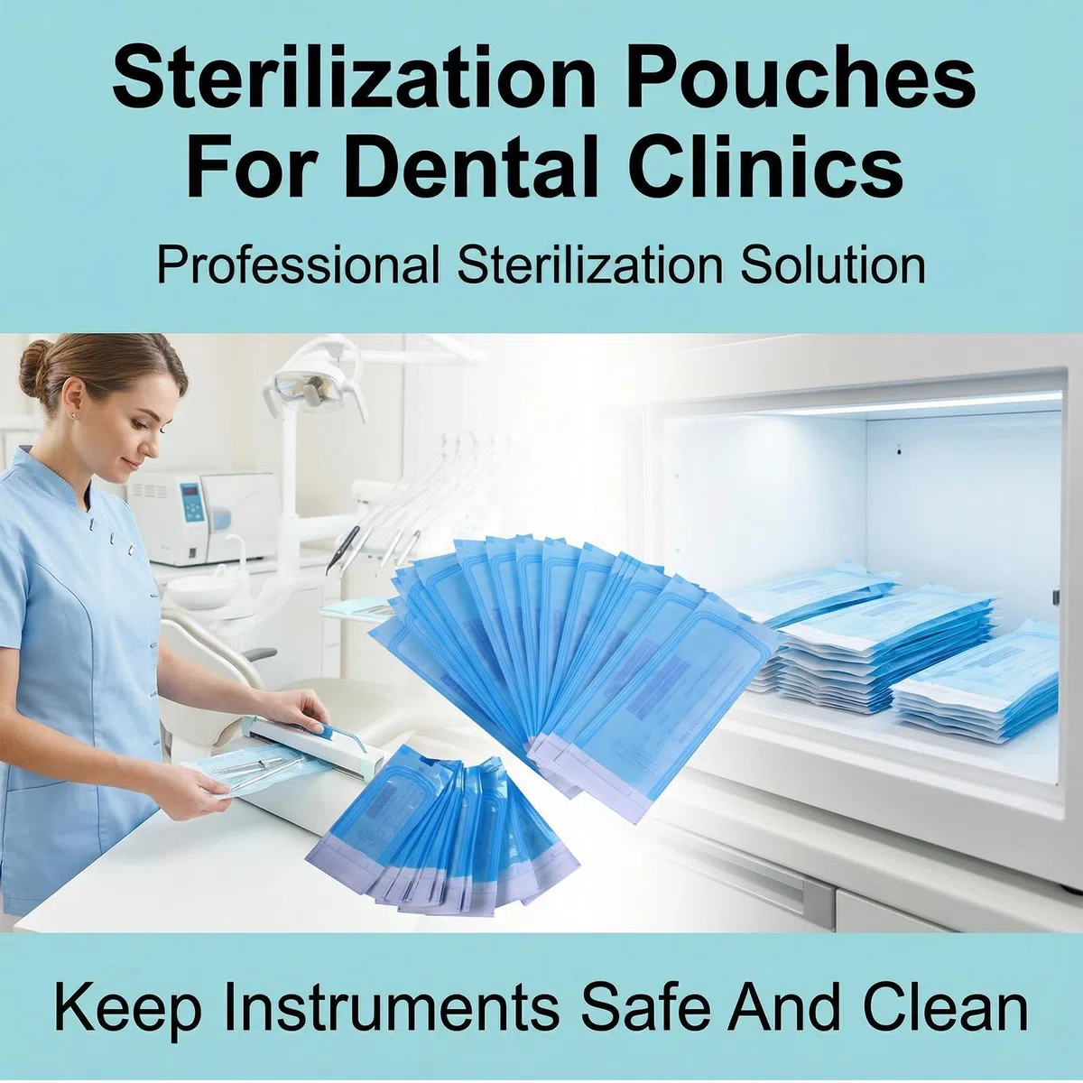 400 bolsas de esterilización, bolsas de esterilización sin pliegues laterales, 90 x 260 mm, bolsas de esterilización autoadhesivas para herramientas de limpieza, bolsas de esterilización para