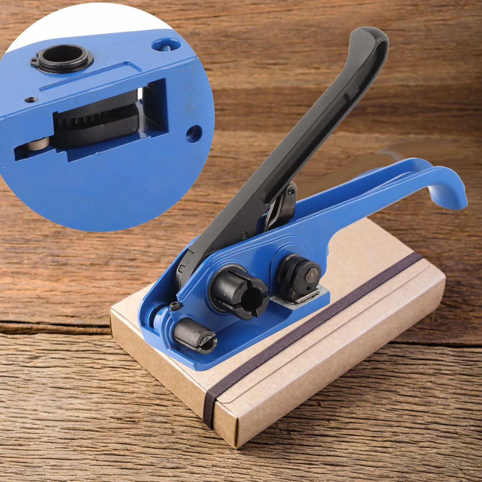 Tensor Manual de Fleje para PET y PP, Herramienta de Flejado Textil, Compatible con Flejes de 16-19 mm de Ancho, Acero y Plástico
