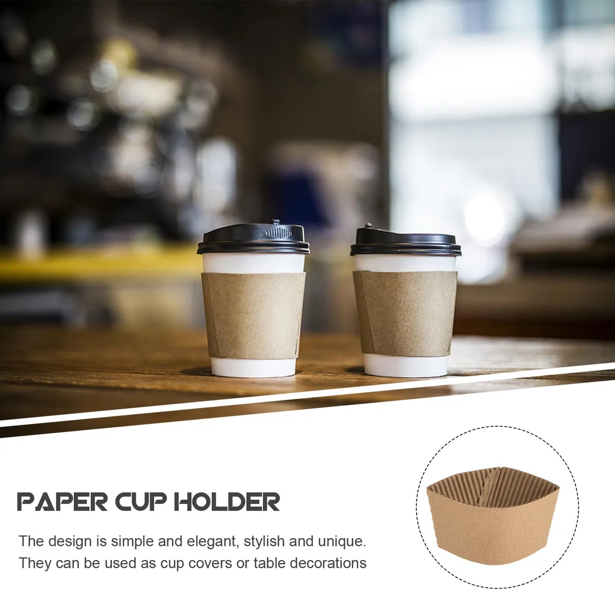 DOITOOL 250 Piezas Tazas de Café Kraft Chaqueta de Papel de Cartón Corrugado para Bebidas Calientes y frías Portavasos Tapas De Botellas De Refresco Mangas Para Calientes