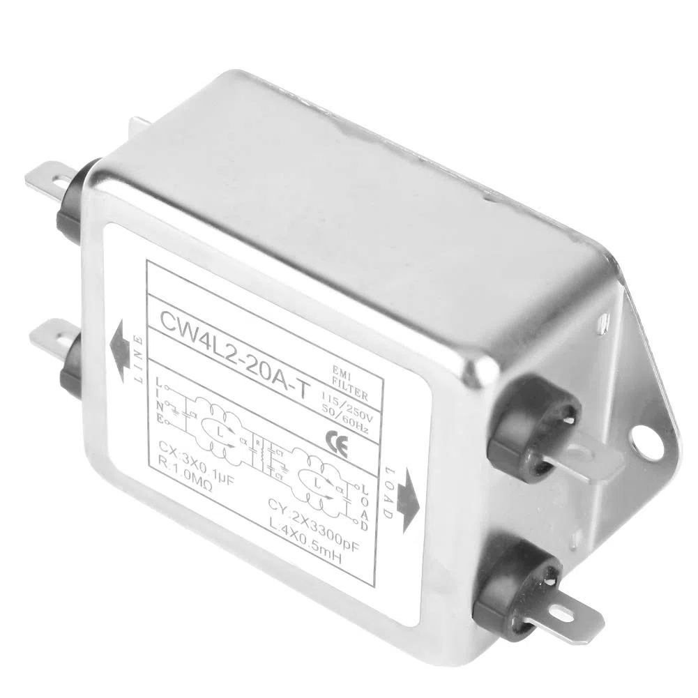 Filtro EMI de línea de alimentación CW4L2-20A-T, supresor de ruido del purificador de potencia de alto rendimiento del terminal 115V/250V 20A 50/60Hz