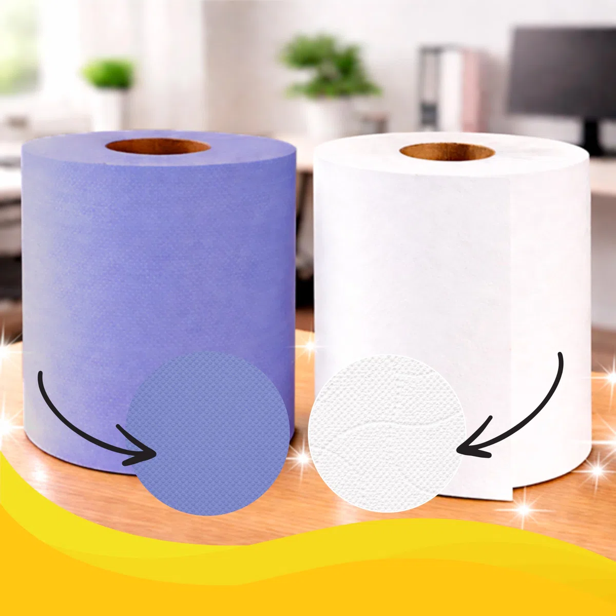 Rollo Papel Secamanos Azul 100 metros/rollo (Pack de 6 unidades) Uso Profesional | Rollo Papel Industrial, Papel Mecha, Bobina Papel Industrial