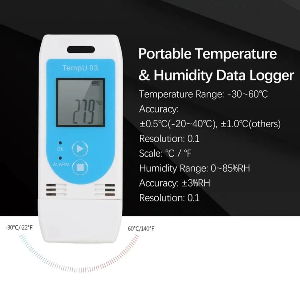 DollaTek USB con pantalla Registrador de temperatura y humedad Registrador de temperatura y humedad Registrador PDF para cadena de frío sensible a la temperatura ¿Envío