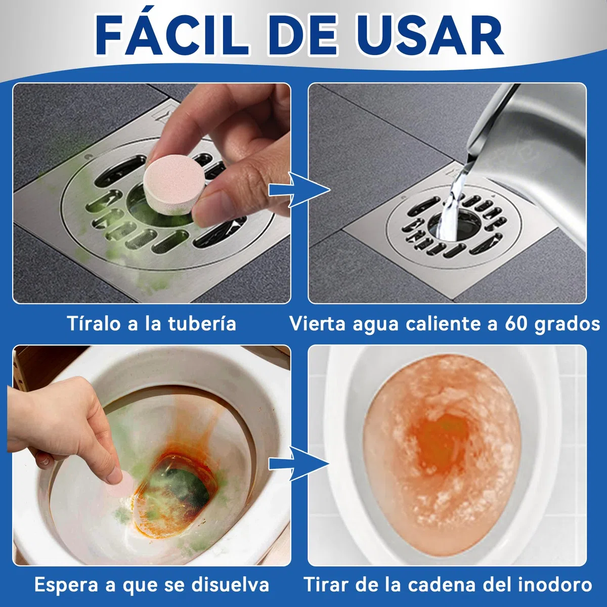 Tabletas desodorantes para alcantarillado, eliminar el olor a alcantarillado en el baño, limpia fosas sépticas y desagües de atascos obstinados, espuma, detergente baño